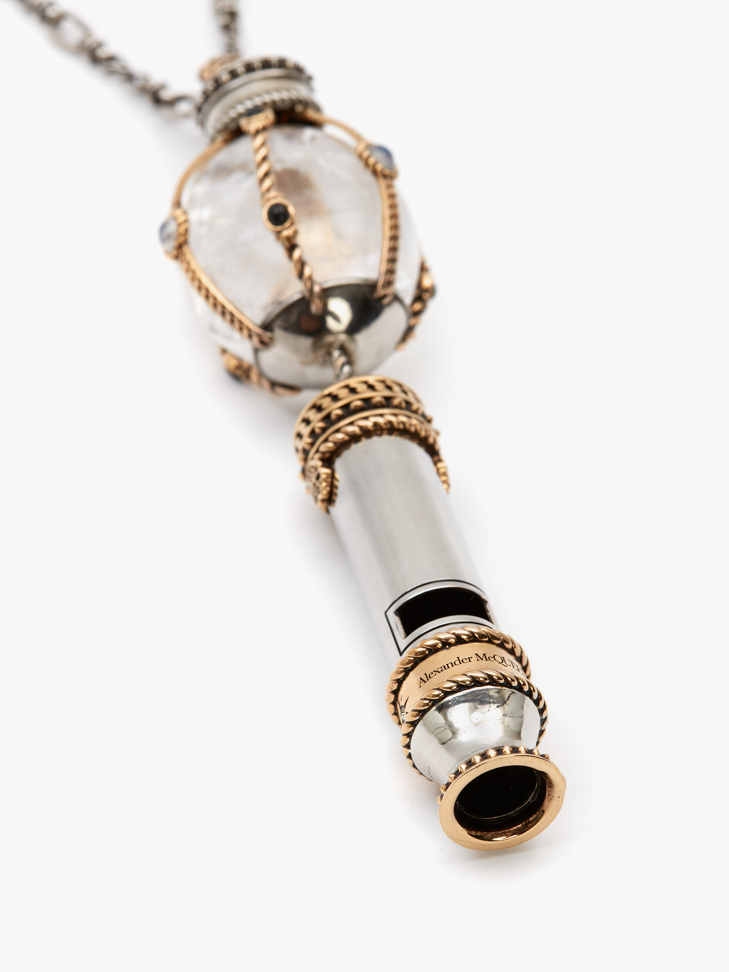 Women's Whistle Pendant Necklace in Antique Silver-finish in Brass | Alexander McQueen - image 3