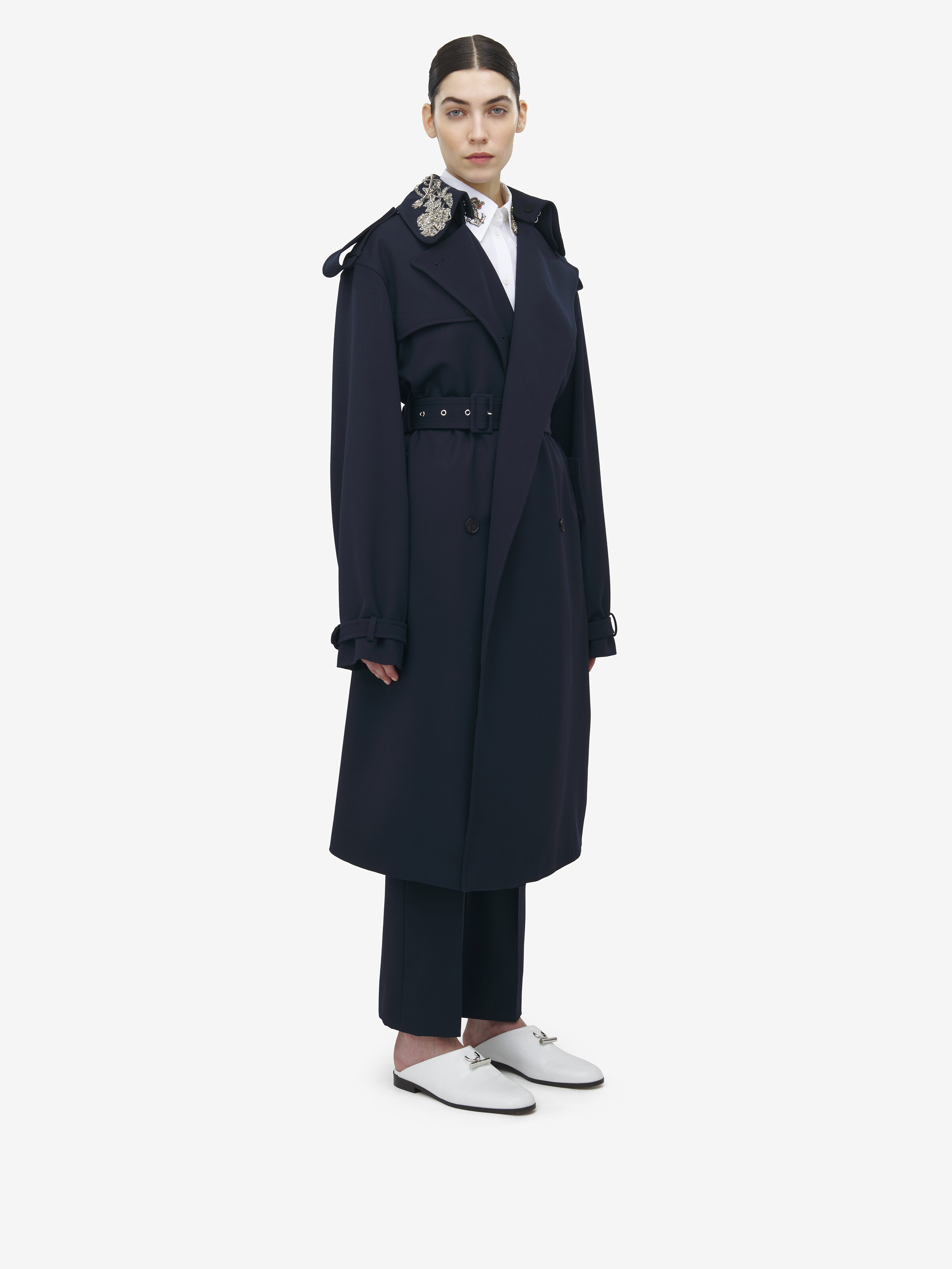 Oversized Lapel Deconstructed Trench Coat