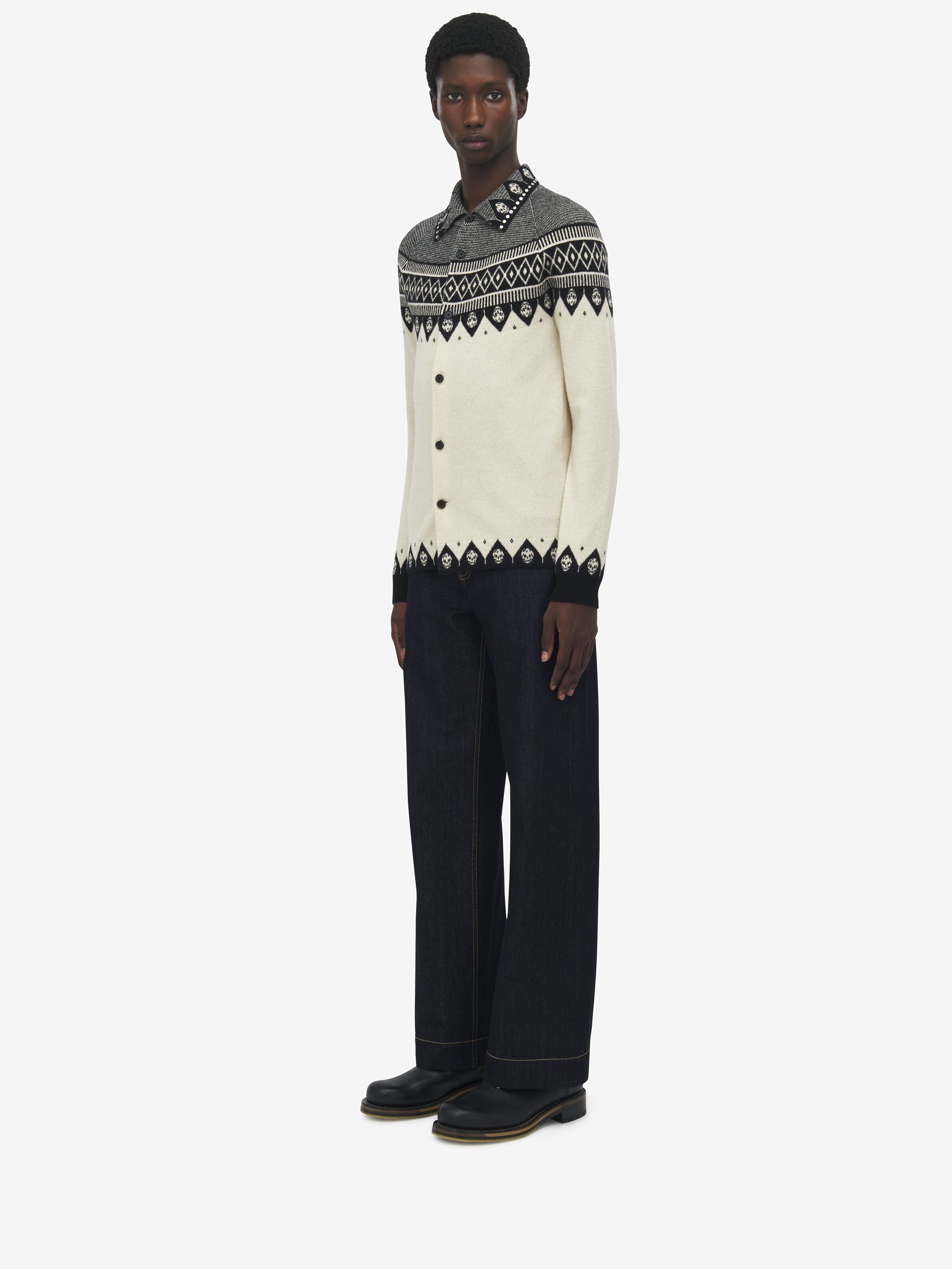 Fair Isle Polo Cardigan