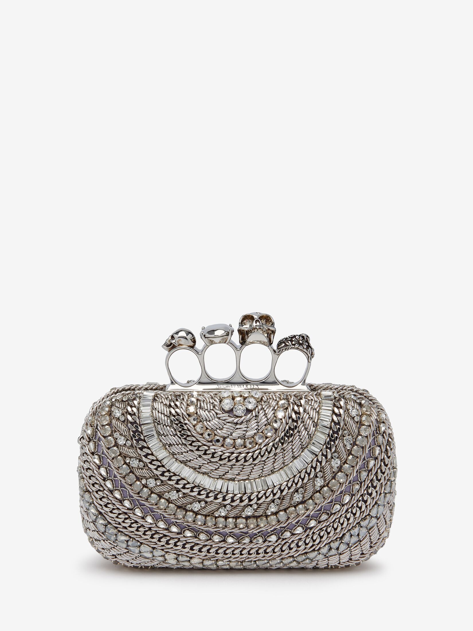 Knuckle embellished leather clutch in black - Alexander Mc Queen