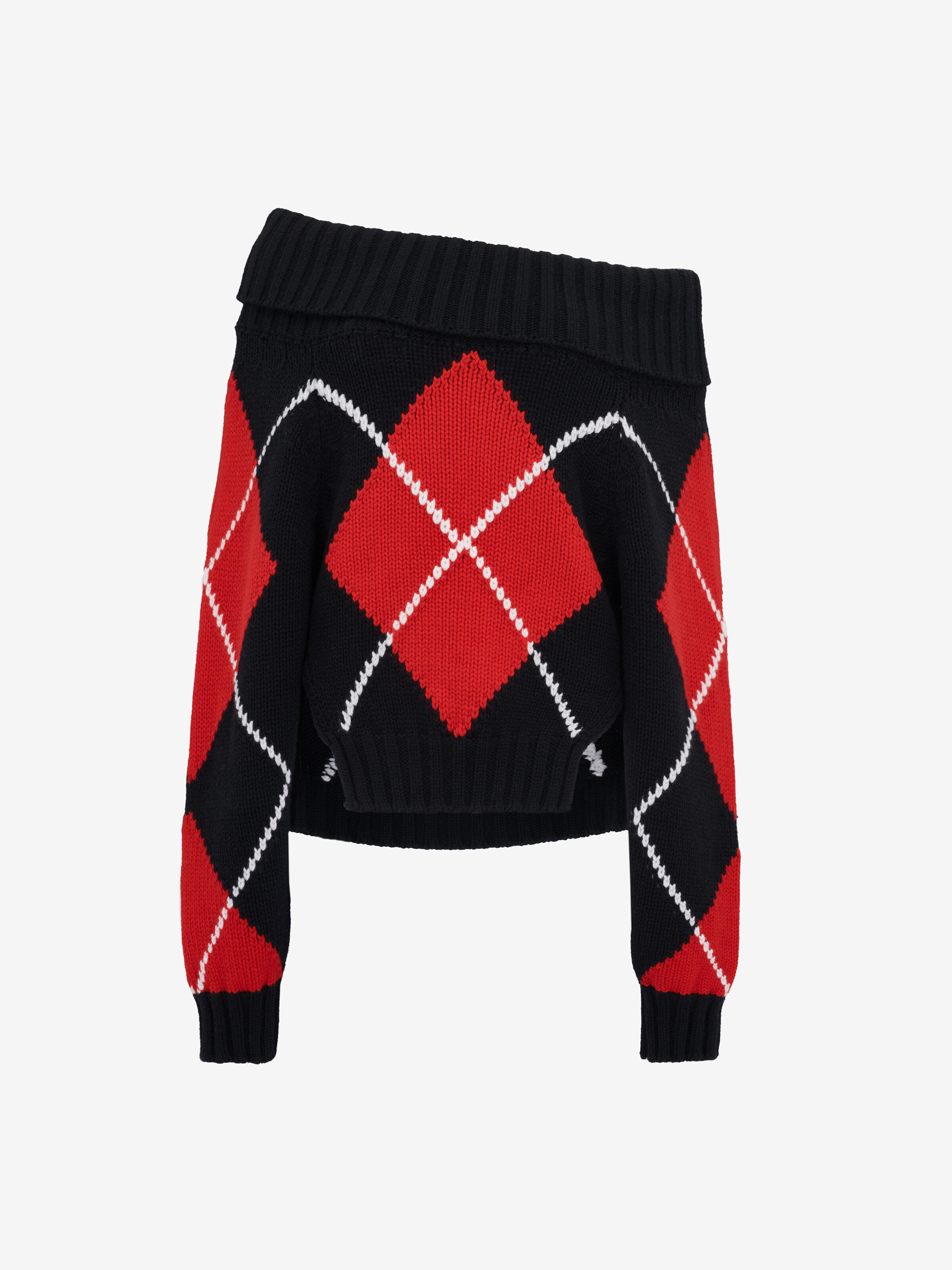 Argyle Strickpullover mit Ausschnitt bis zu den Schultern