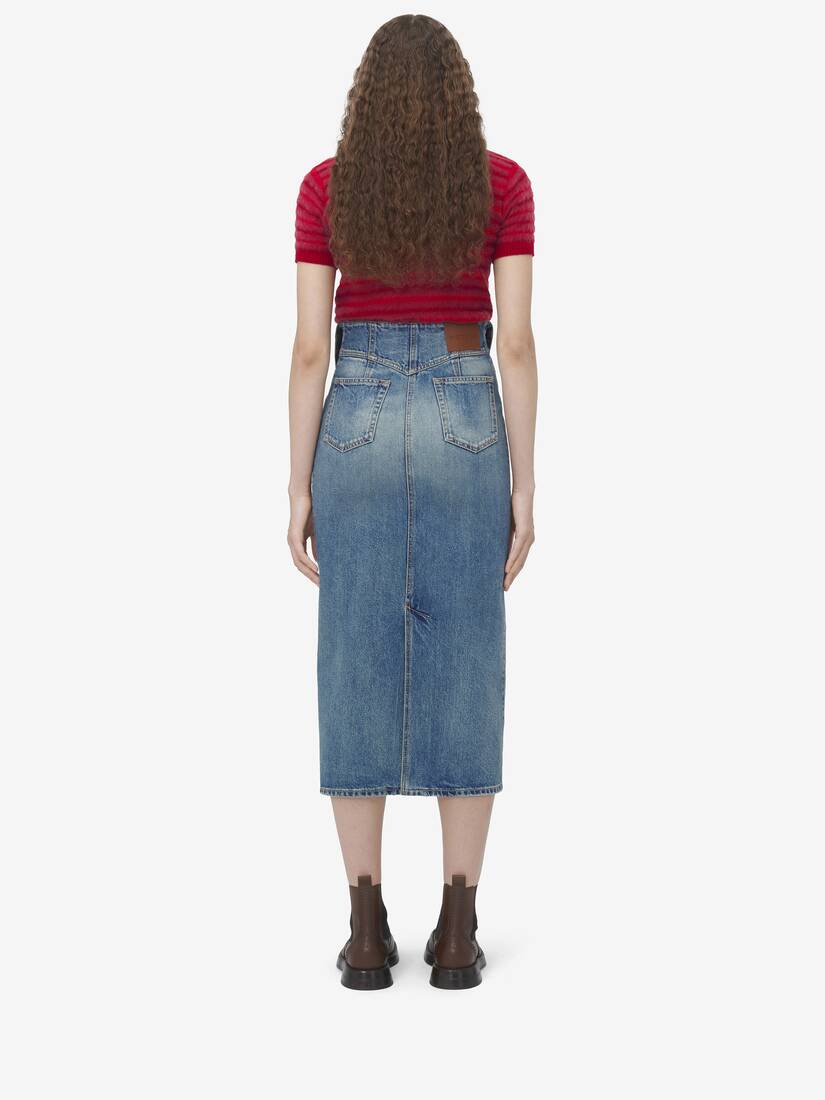 Fold Over Waist Denim Skirt