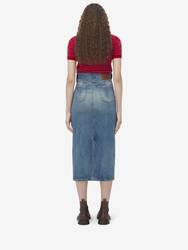 Fold Over Waist Denim Skirt