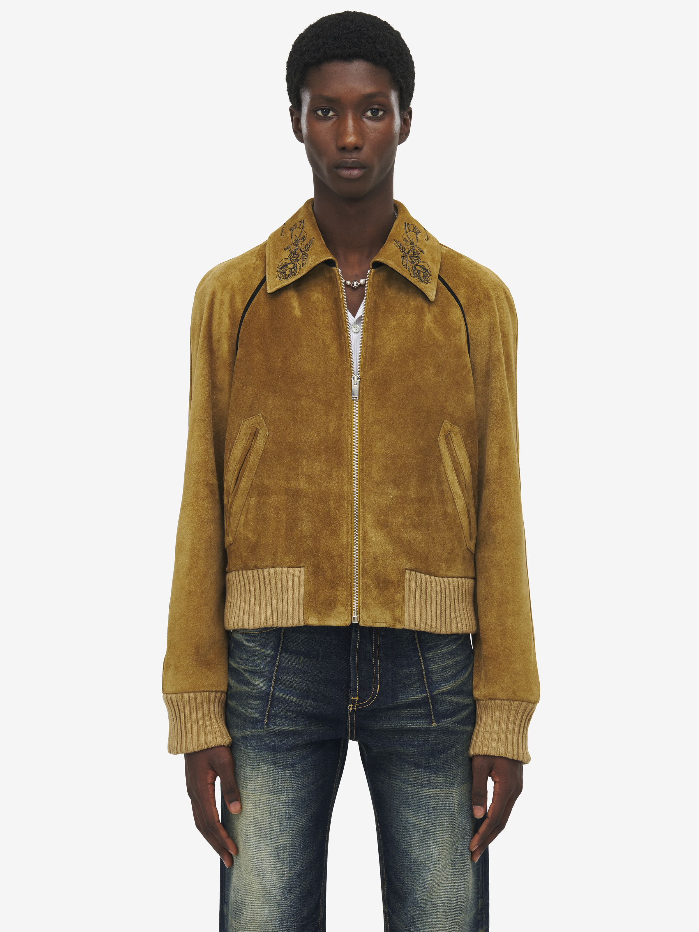 Alexander Mcqueen Suede Bomber Jacket