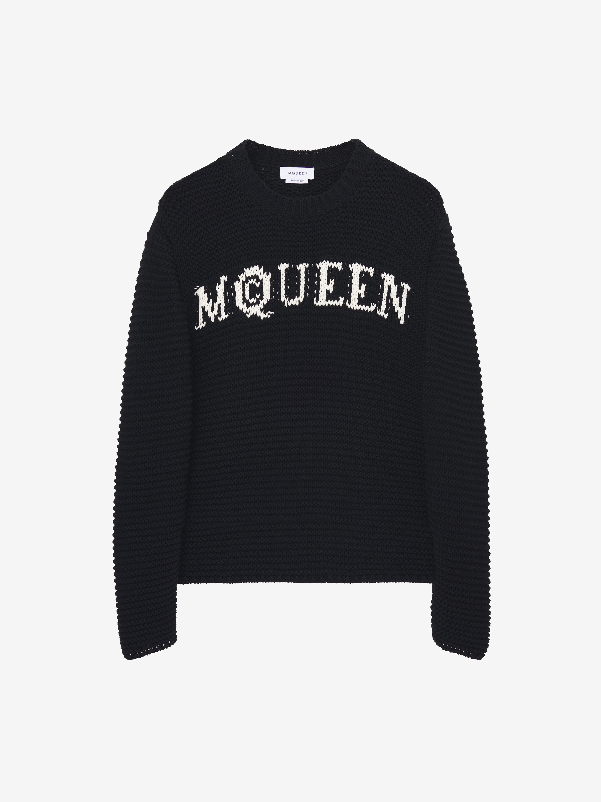 Men's McQueen Logo Textured Jumper in Black in 100% Cotton | Alexander McQueen - image 1