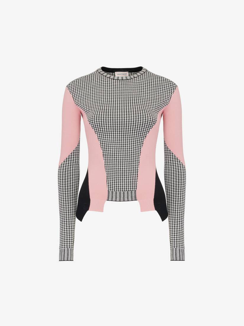 Dogtooth Colour-Block Peplum Jumper | Alexander McQueen - image 2