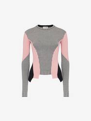 Dogtooth Colour-Block Peplum Jumper