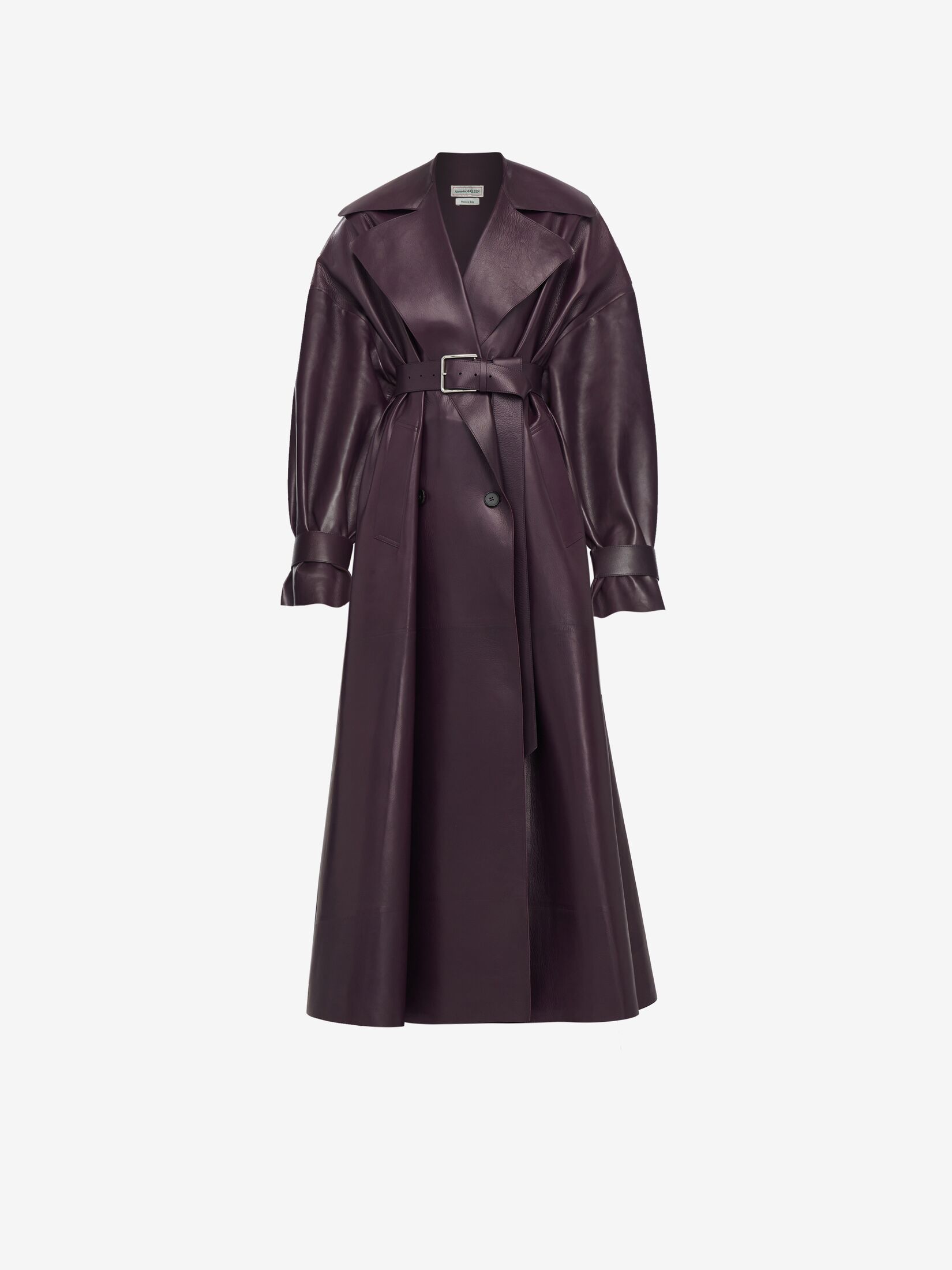Cocoon Sleeve Leather Trench Coat