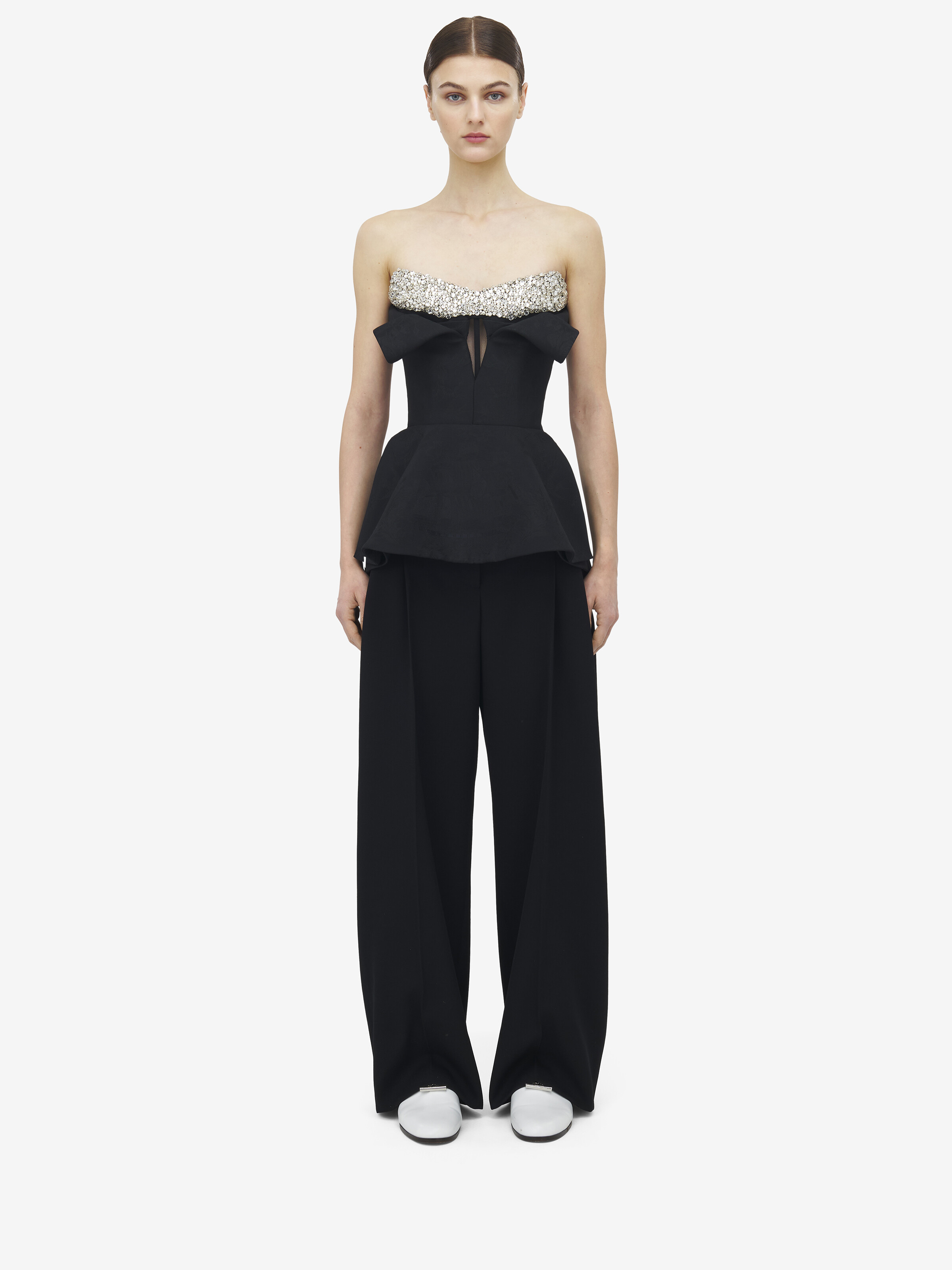 Crystal Embroidery Strapless Corset Top