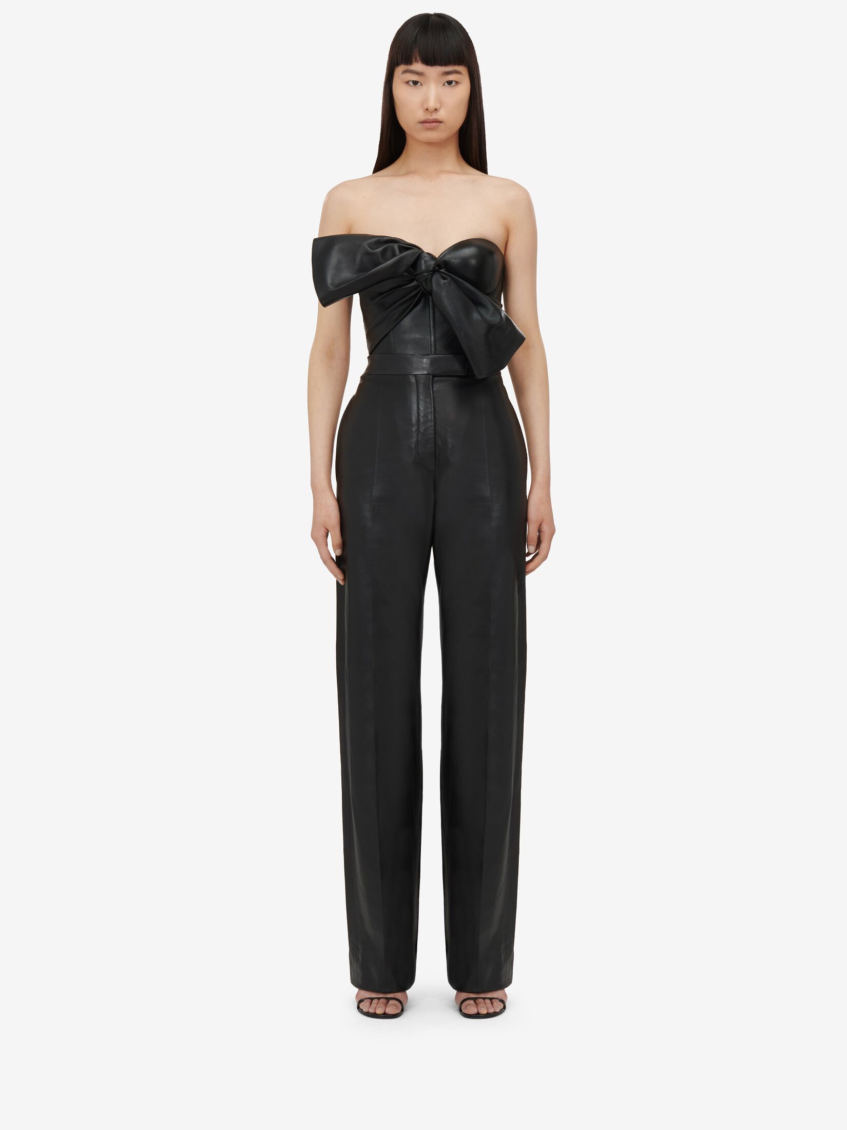 High-waisted Leather Trousers