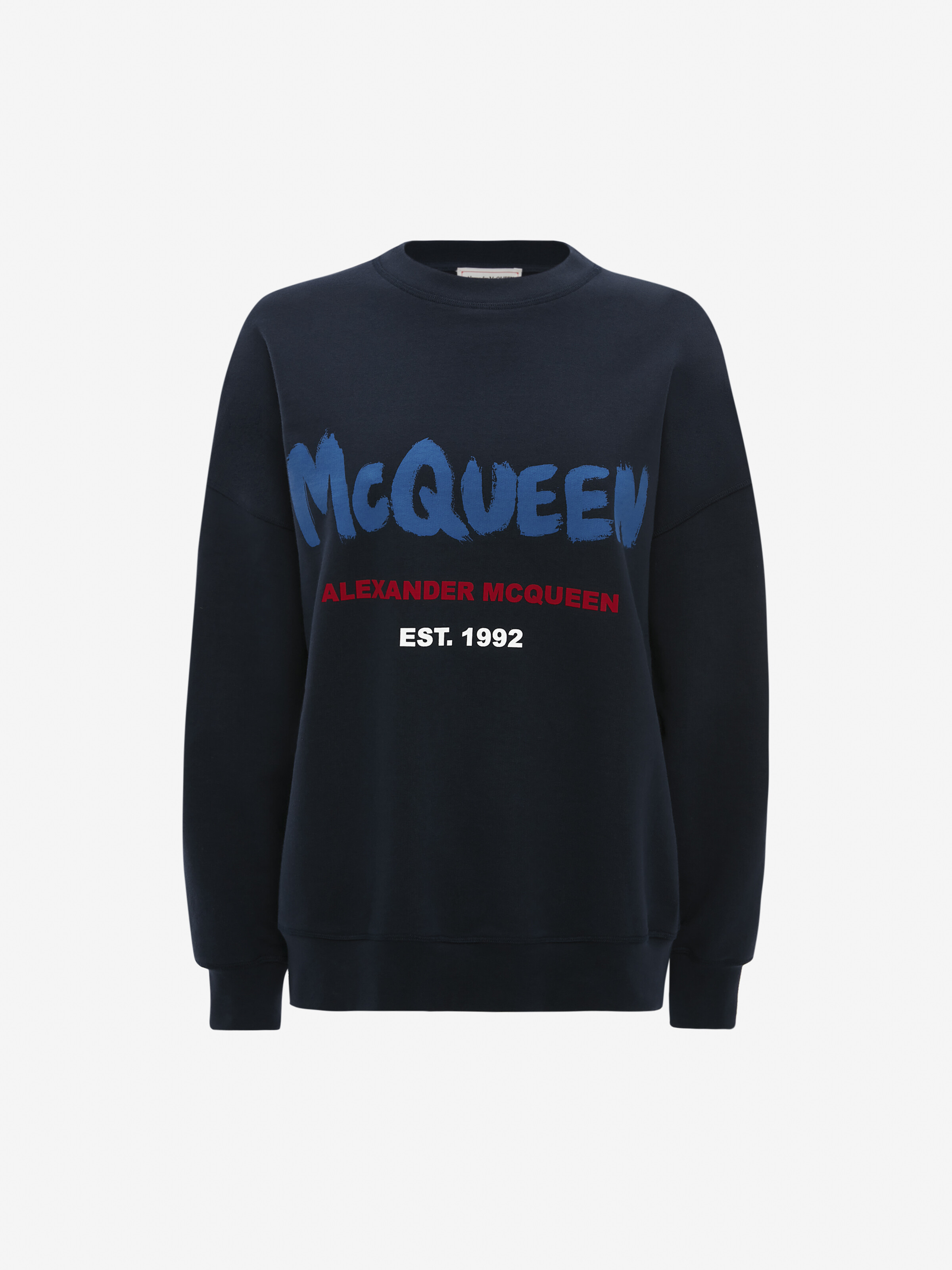 Alexander Mcqueen Alexander Mc Queen Graffiti Sweatshirt In Navy