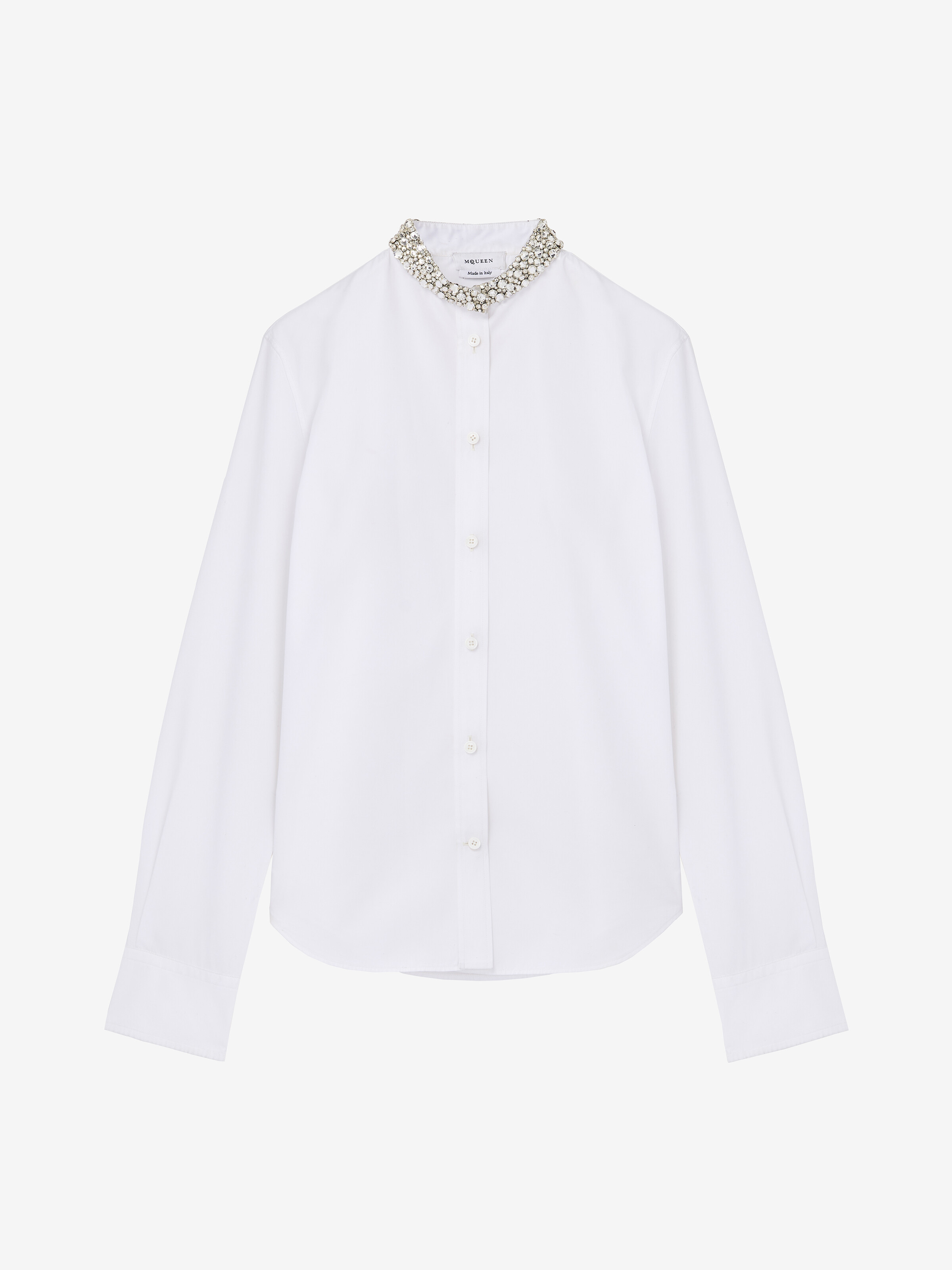 Women's Crystal Embroidery Shirt in Optical White in 100% Cotton | Alexander McQueen - image 1