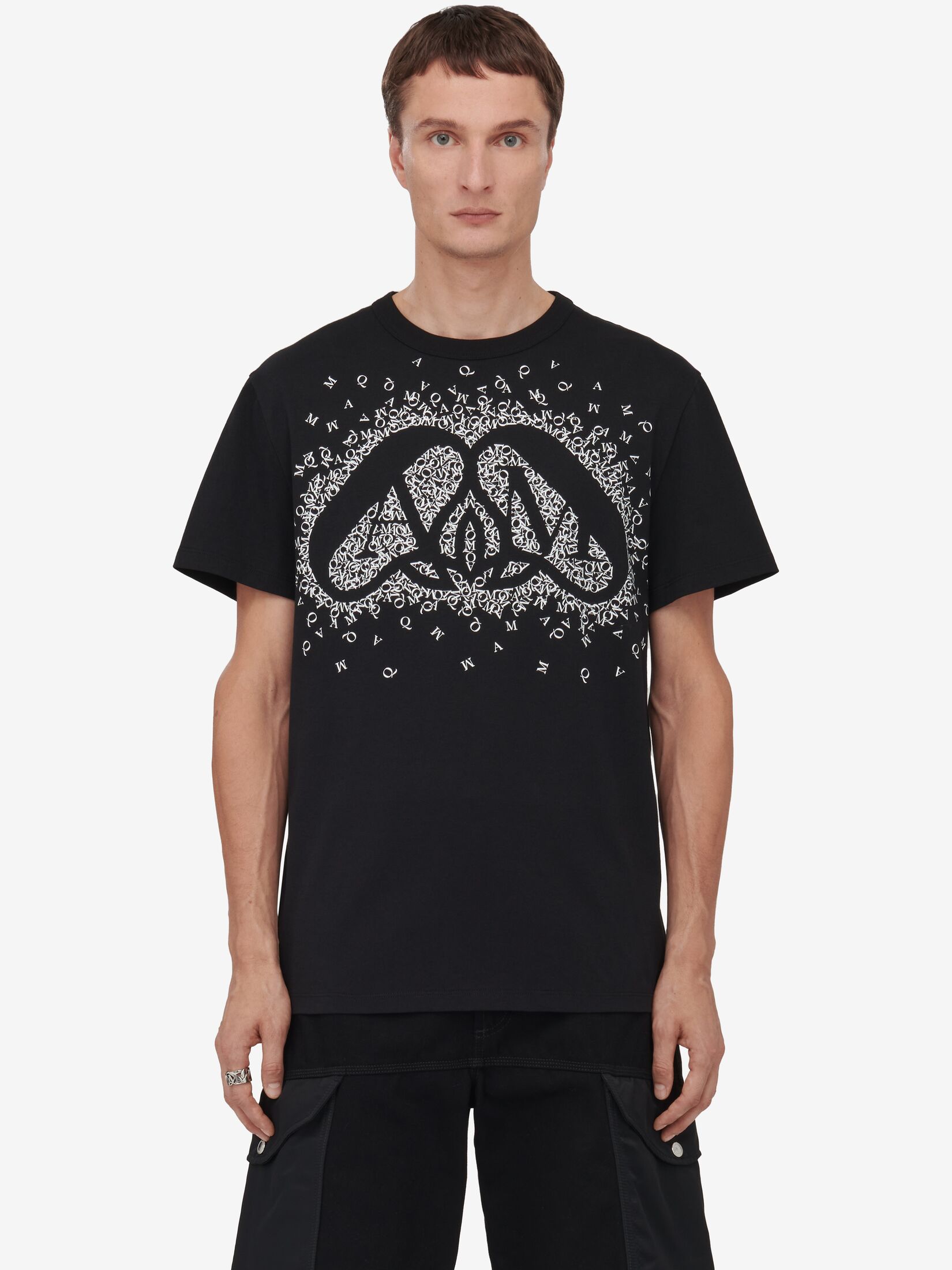 Exploded Charm T-shirt in Black/White | Alexander McQueen US