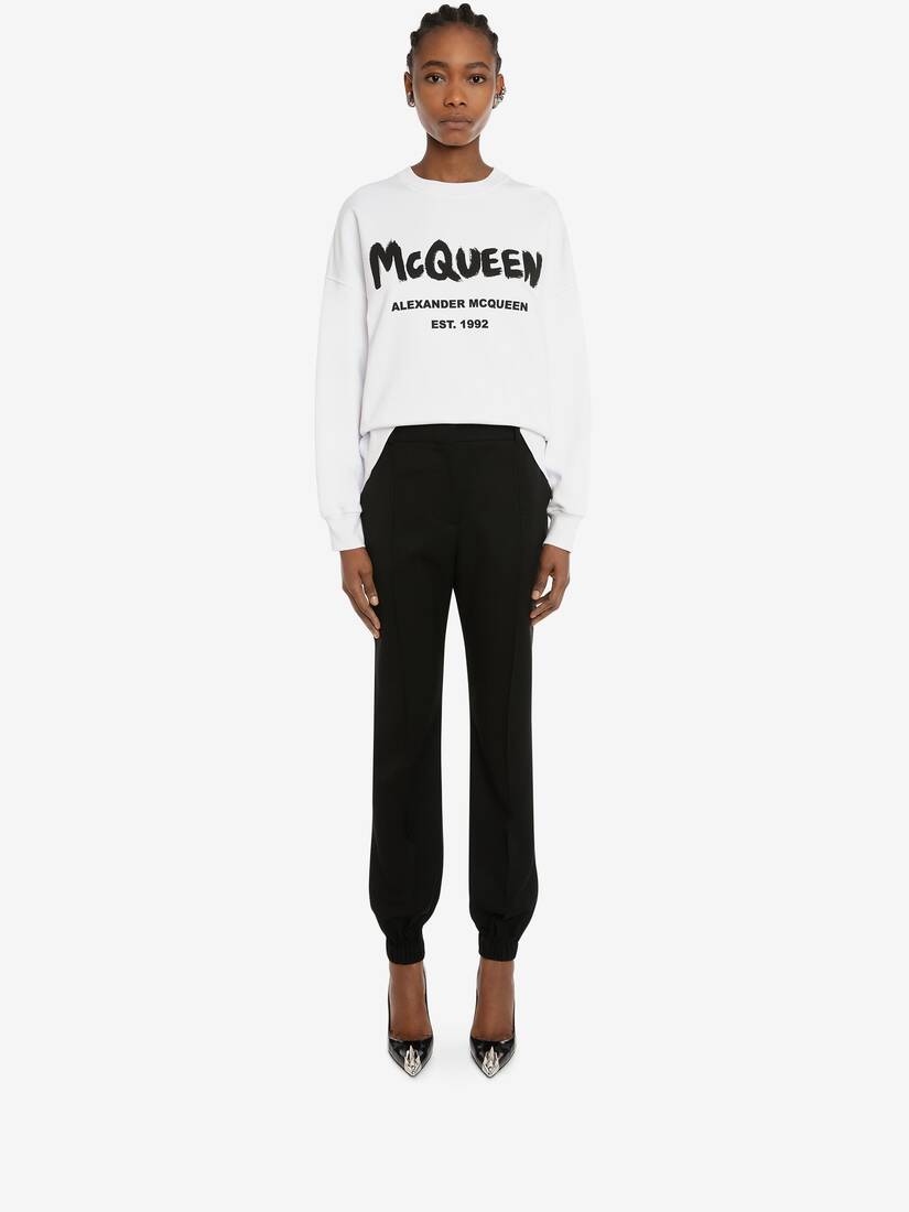 Women's McQueen Graffiti Sweatshirt in White/black