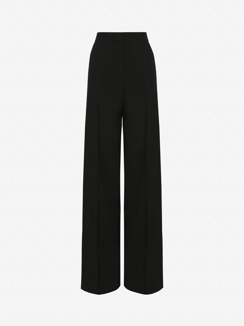 Wide Leg Trousers in Black | Alexander McQueen GB