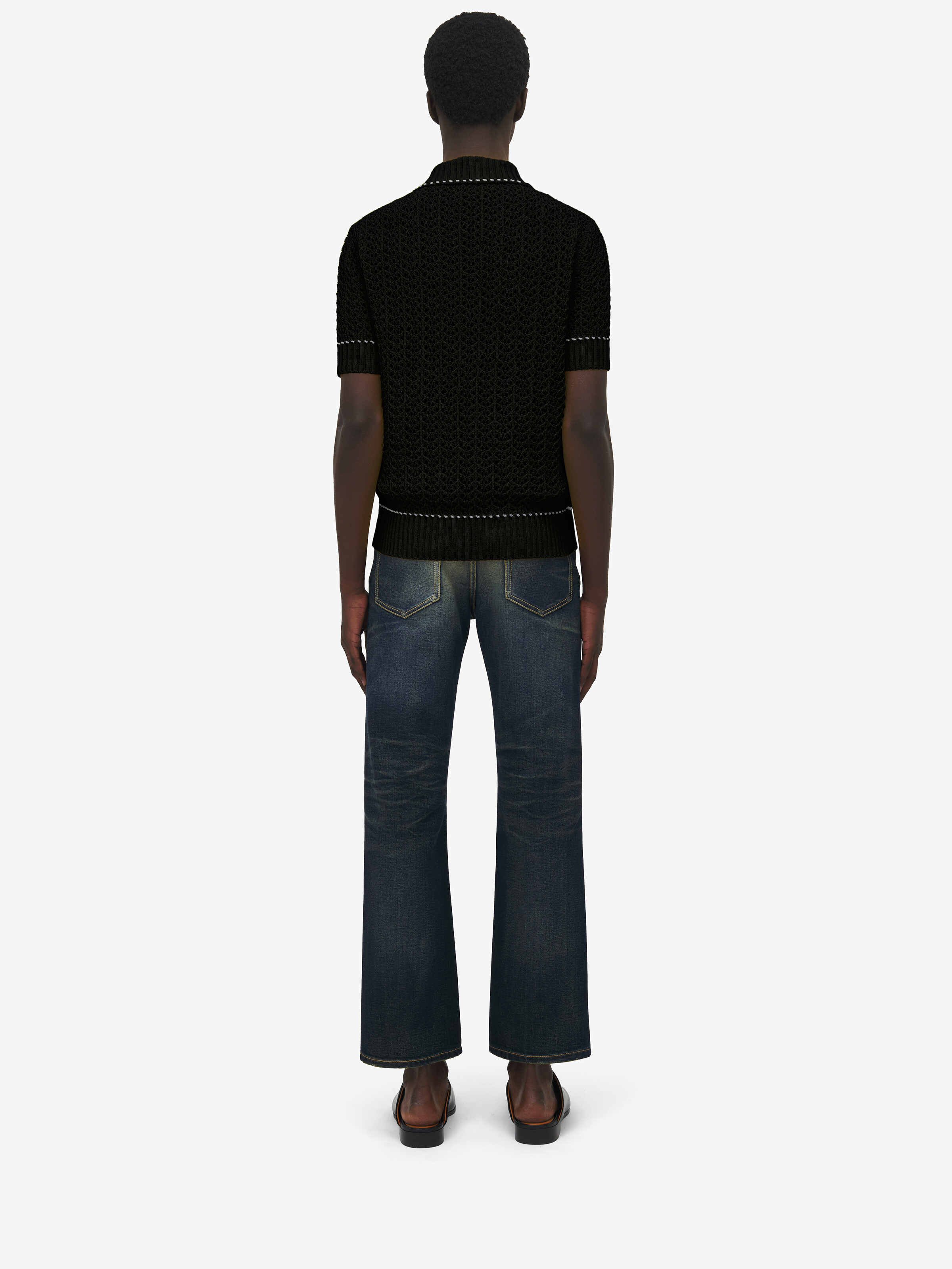 Crochet Stitch Polo Shirt