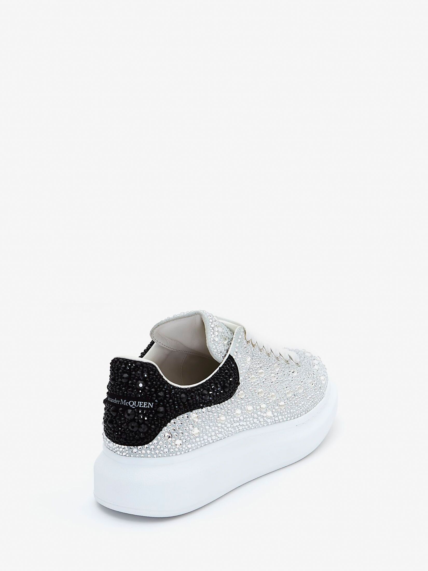 Crystal-embellished Oversized Sneaker in White/Black | Alexander 