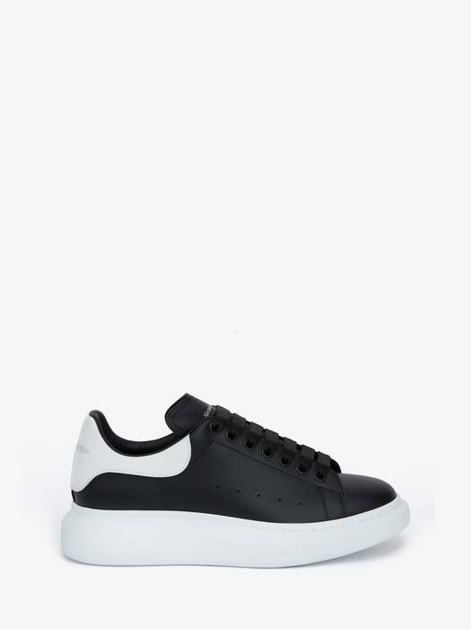Alexander McQueen Mens Oversized Sneaker Black Leather / White Tab EU –  Luxe Collective