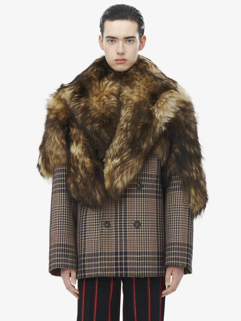 Shearling Stole Wool Peacoat