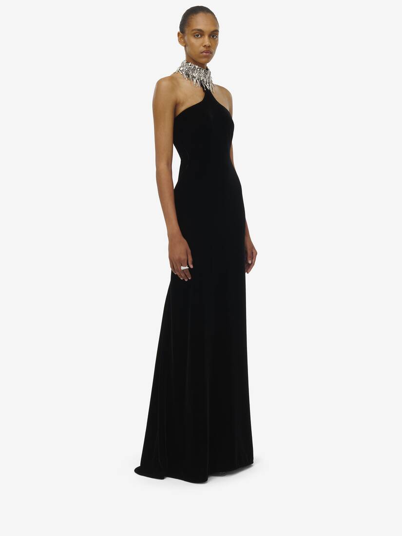 Embellished Neck Evening Dress