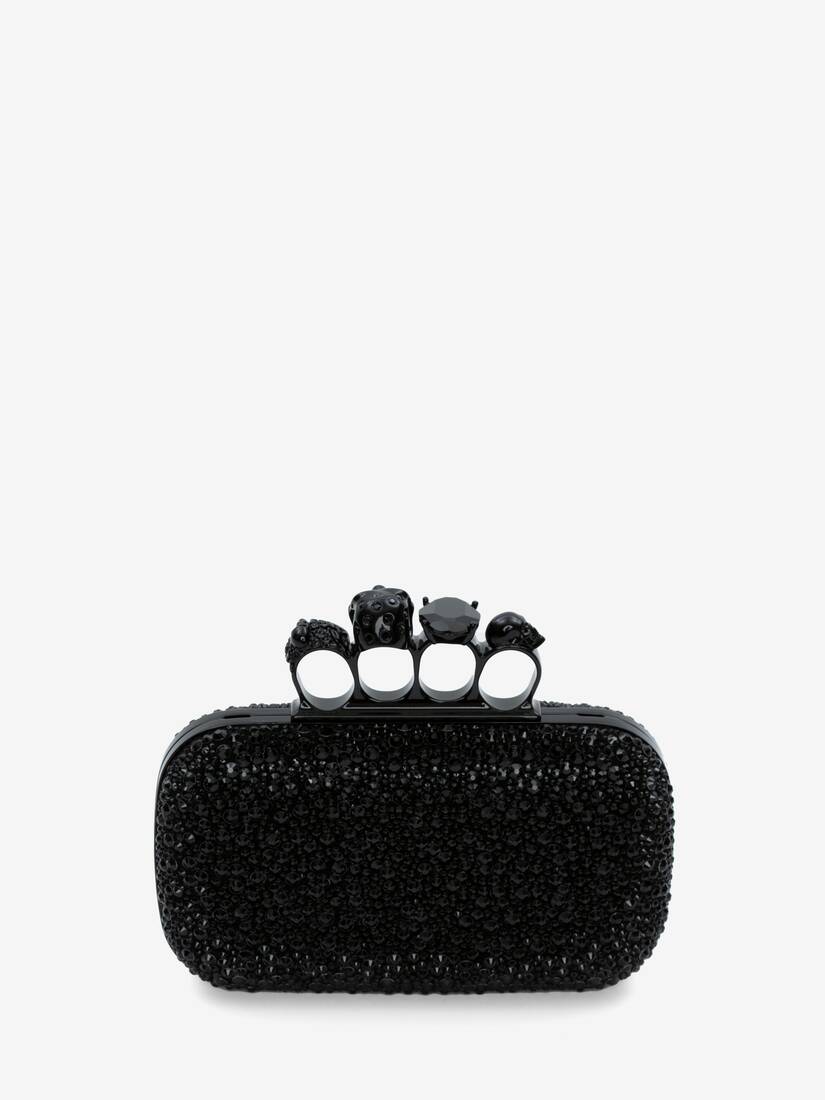 Alexander McQueen Women's Four Ring Crystal-embellished Leather Clutch