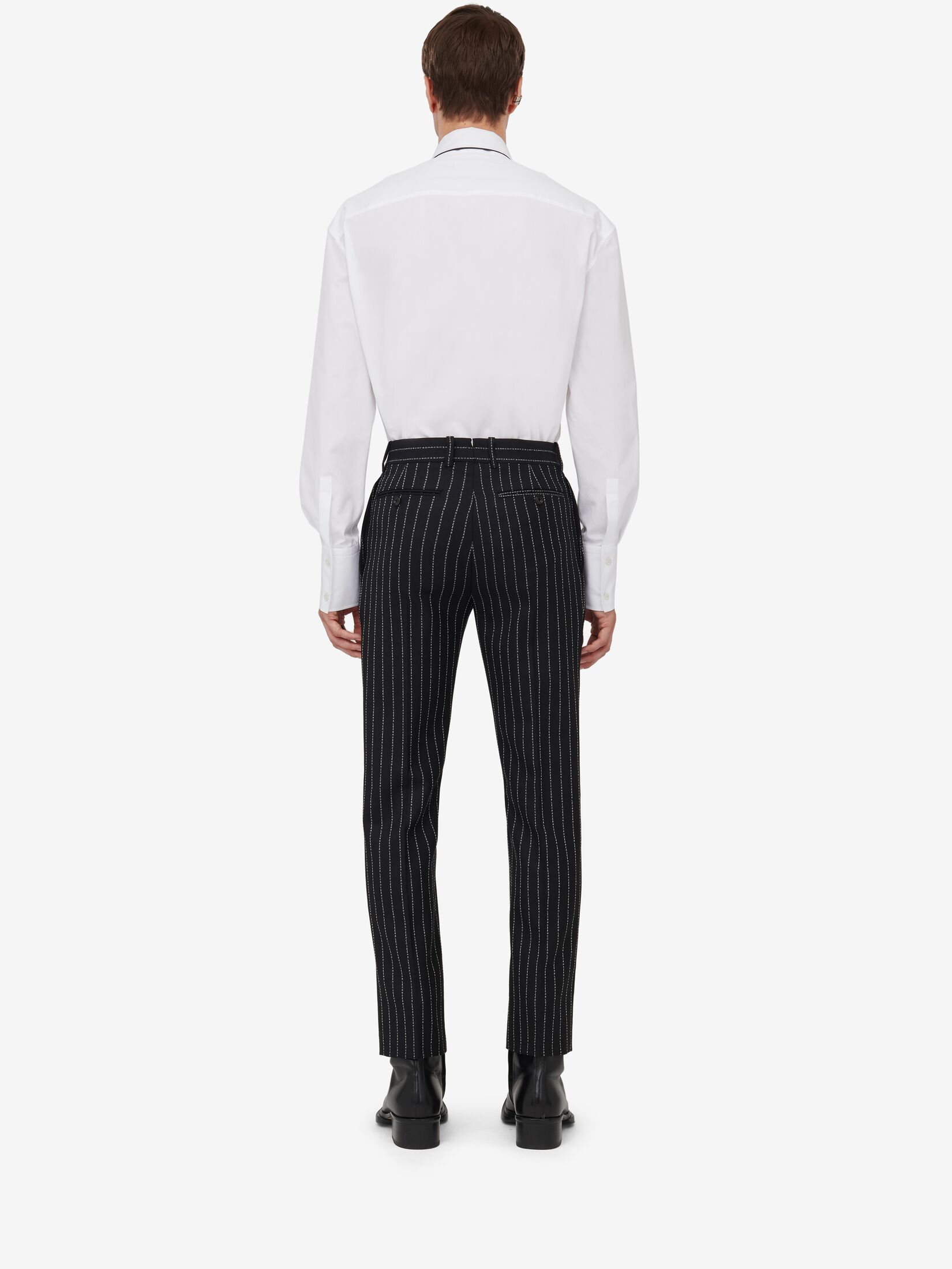 Tailored Cigarette Trousers in Black/White | Alexander McQueen US