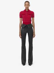 Fold Over Waist Leather Trousers