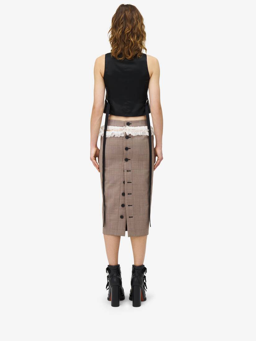 Heritage Check Slashed Buttoned Pencil Skirt