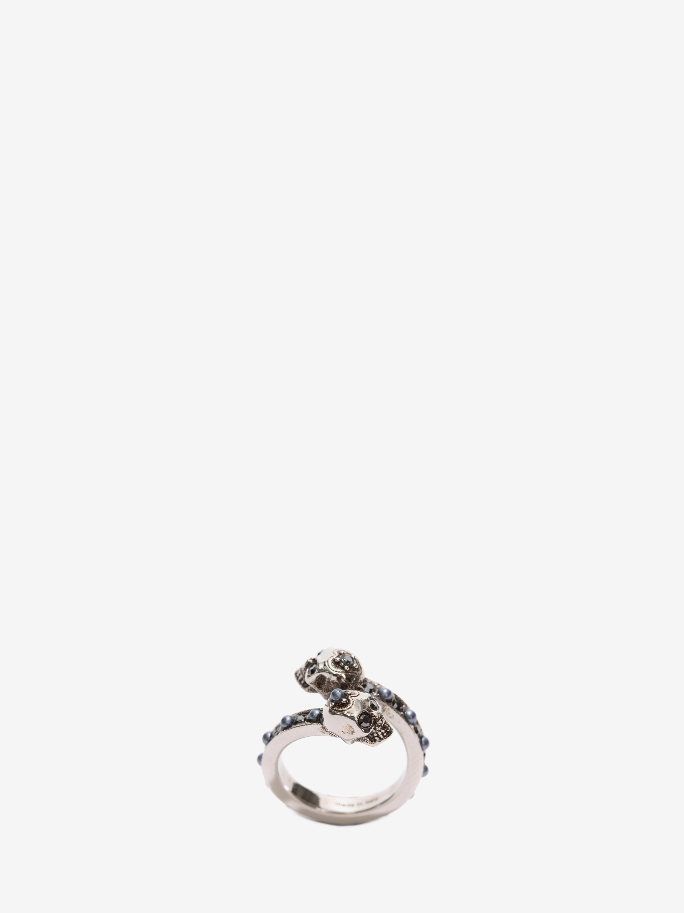 Alexander Mcqueen Wrap-around Skull Ring In Silver