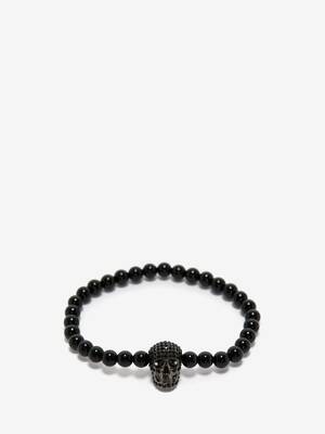 Bracelet en perles avec tête de mort pavée