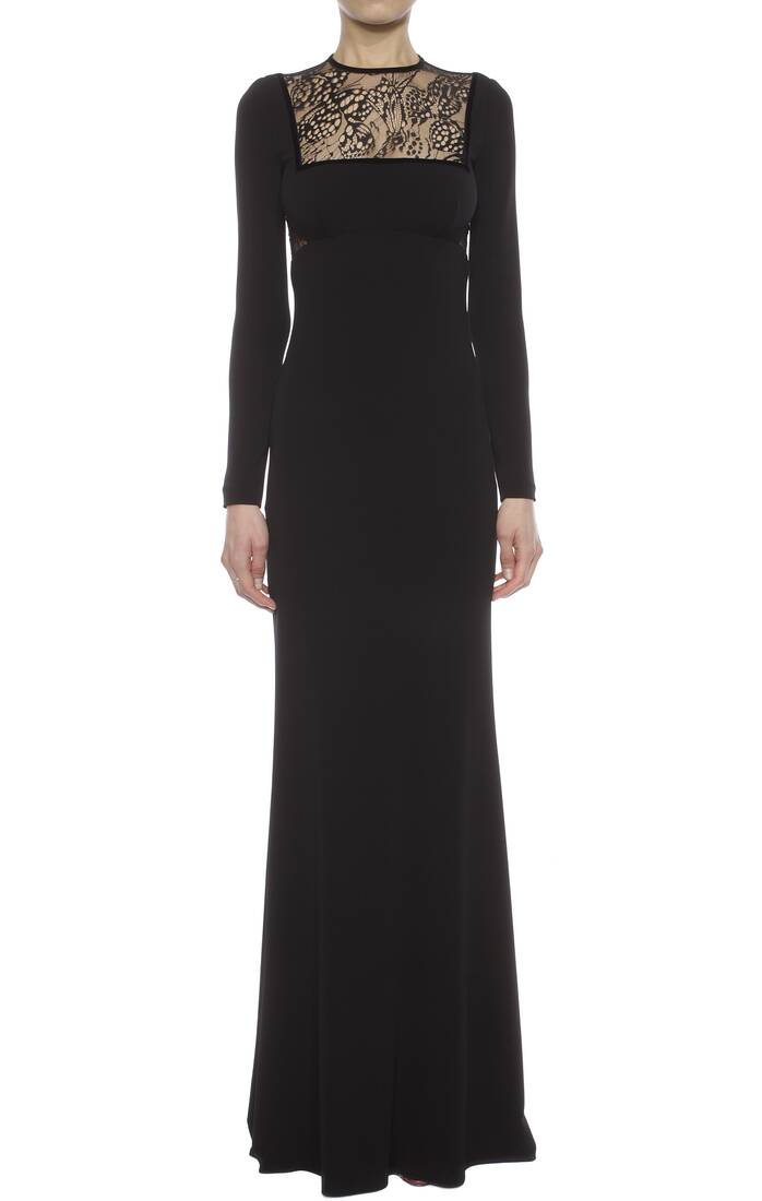Lace-insert evening dress
