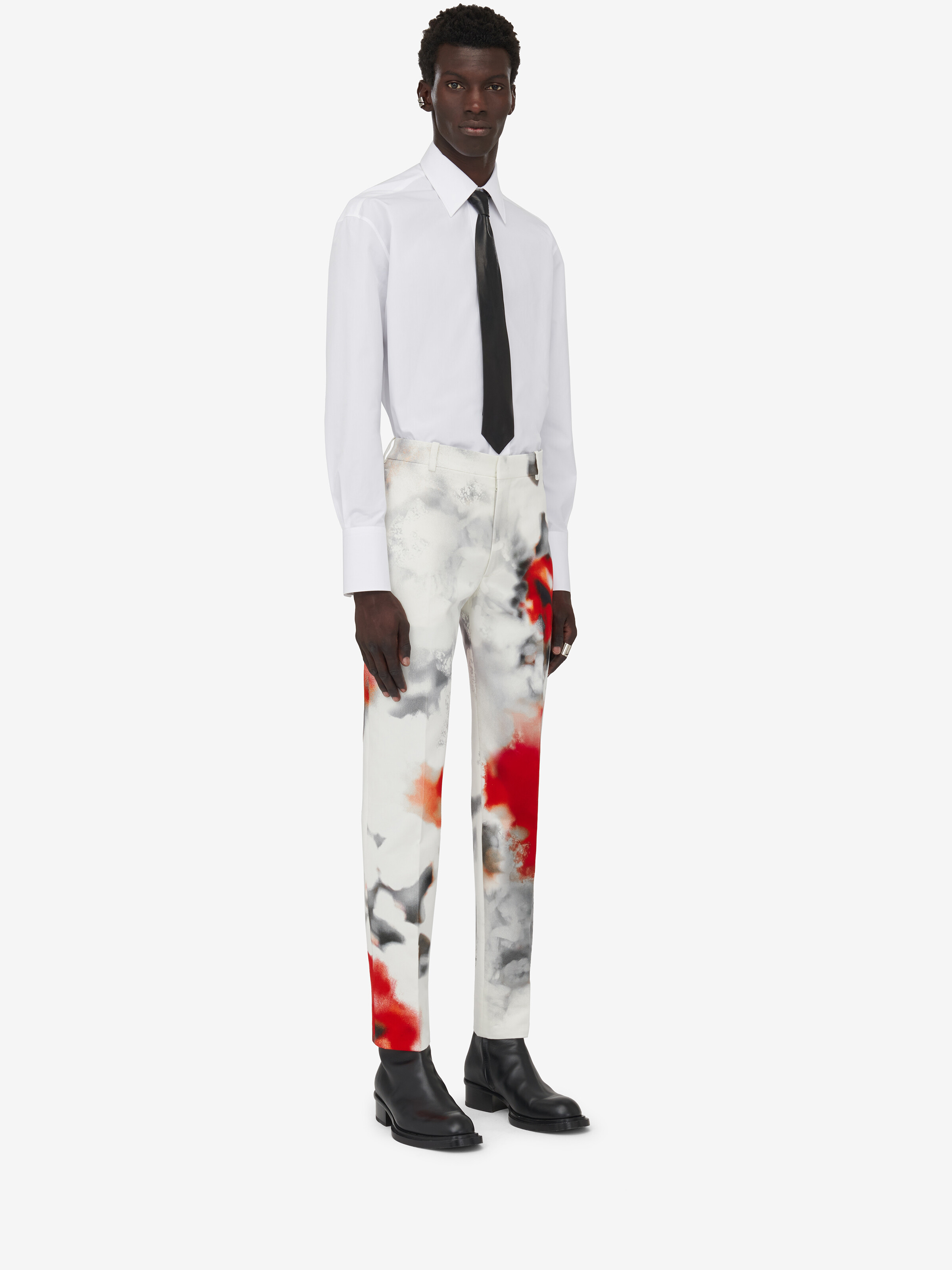 オブスキュアード フラワー シガレットパンツ in 100% コットン | Alexander McQueen - image 3