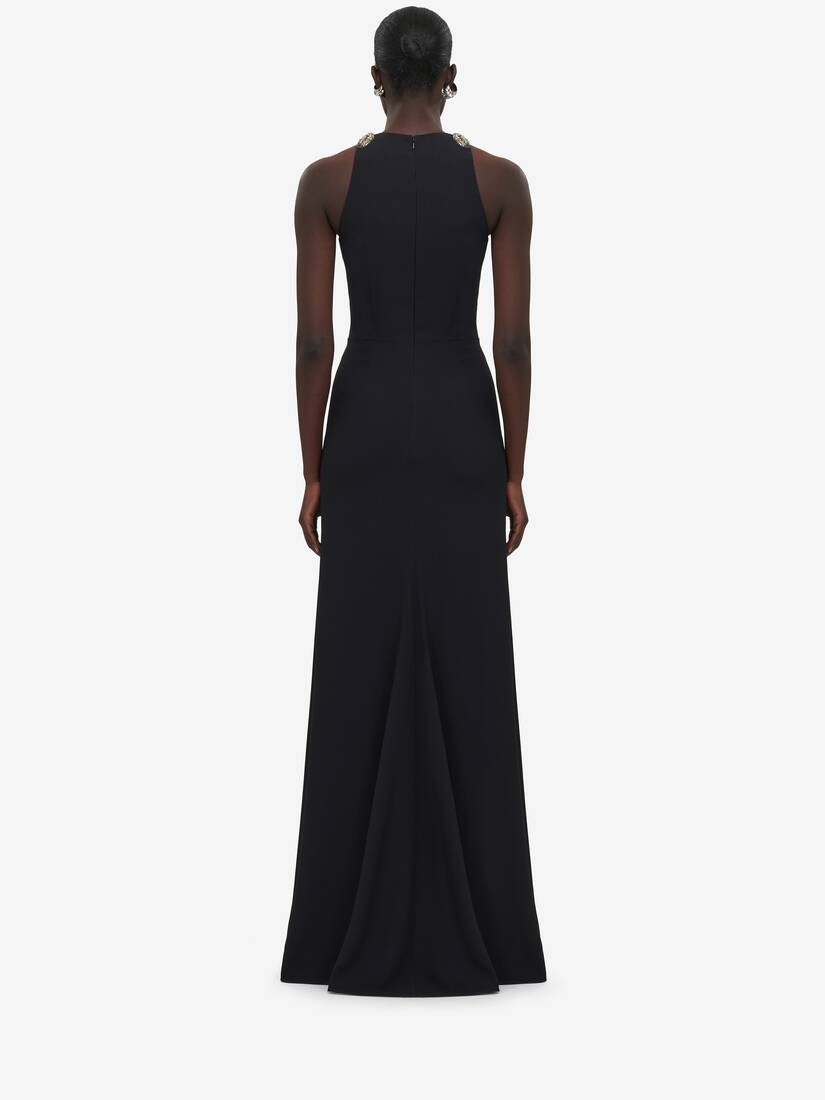 Embroidered Evening Dress in Black | Alexander McQueen GB