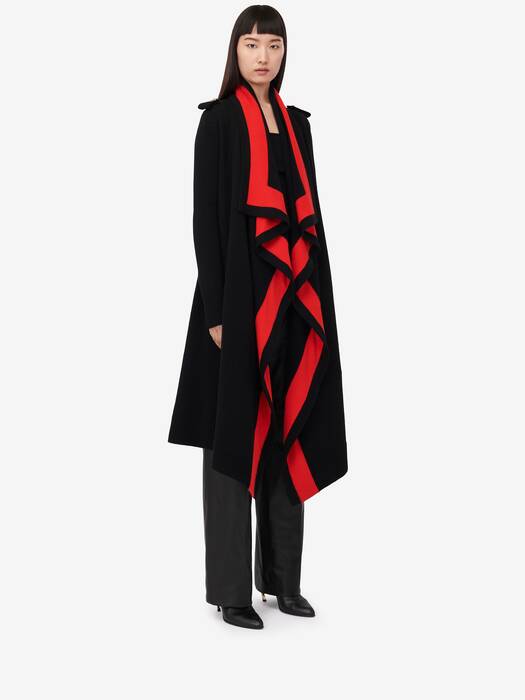 Knitted Outerwear Cardigan in Black/Red | Alexander McQueen US