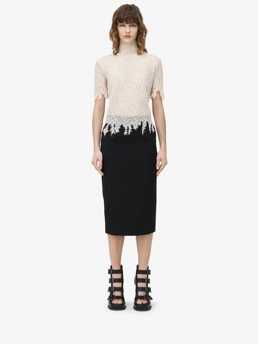 【送料&関税込】Alexander McQueen Black Wool Midi Skirt With Alexander McQueen Draped faille midi skirt Alexander McQueen