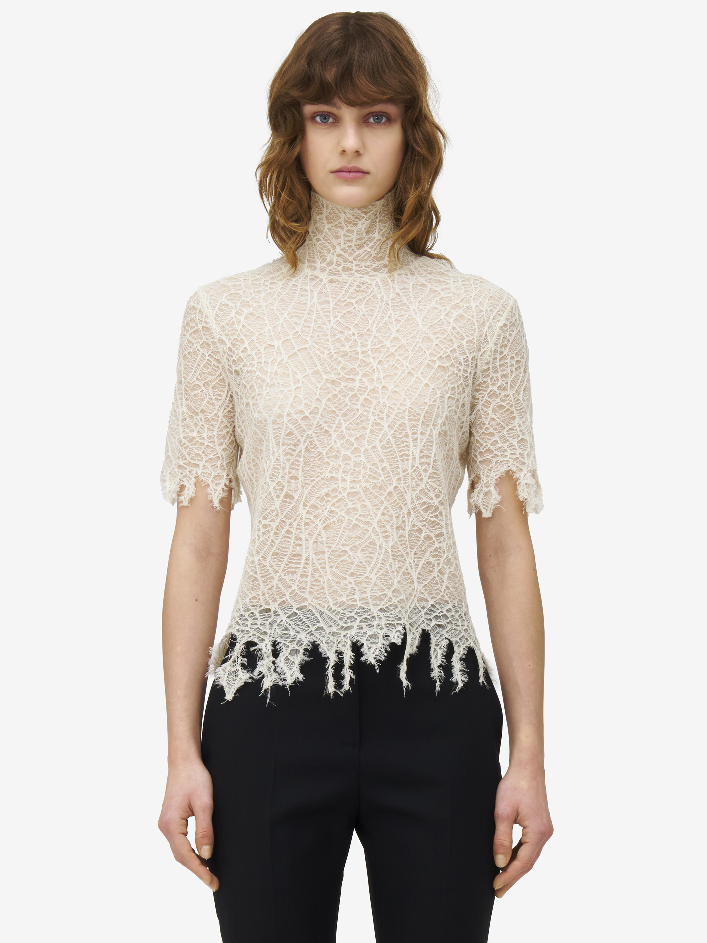 ALEXANDER MCQUEEN KNITTED COBWEB LACE TOP