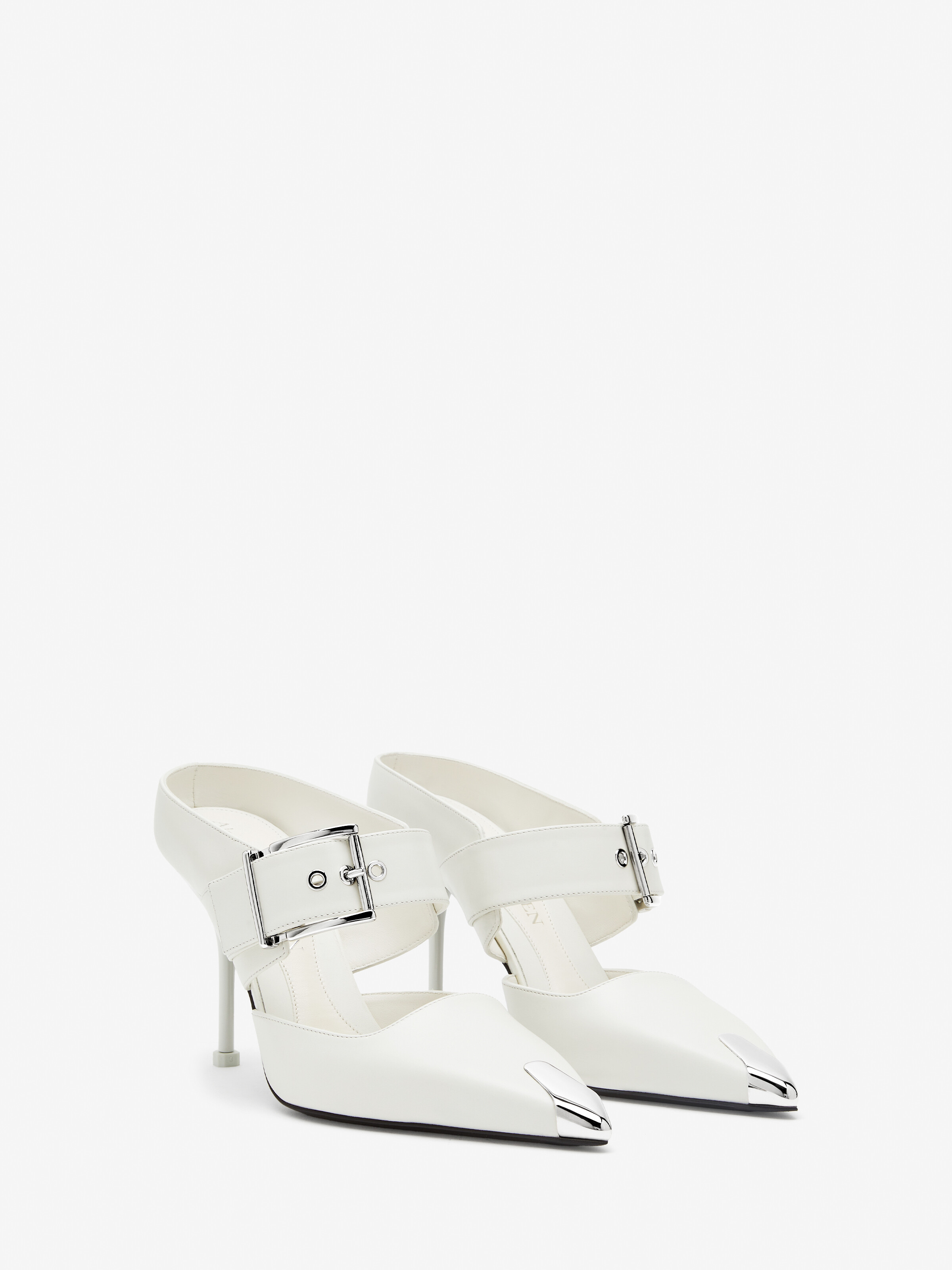 Women's Mules in White in 100% Calf Leather | Alexander McQueen - image 2
