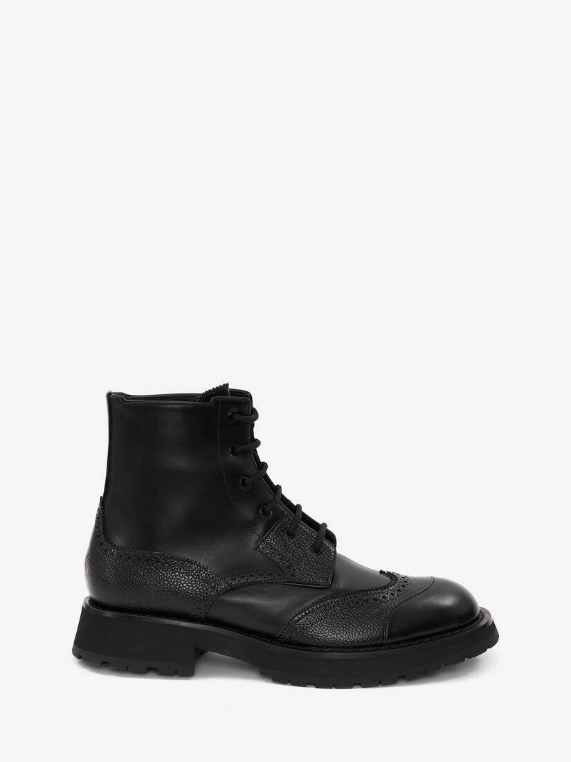 Alexander McQueen Worker Punk Ankle Boots - Alexander Mcqueen - Black/White  - Leather Boots on SALE