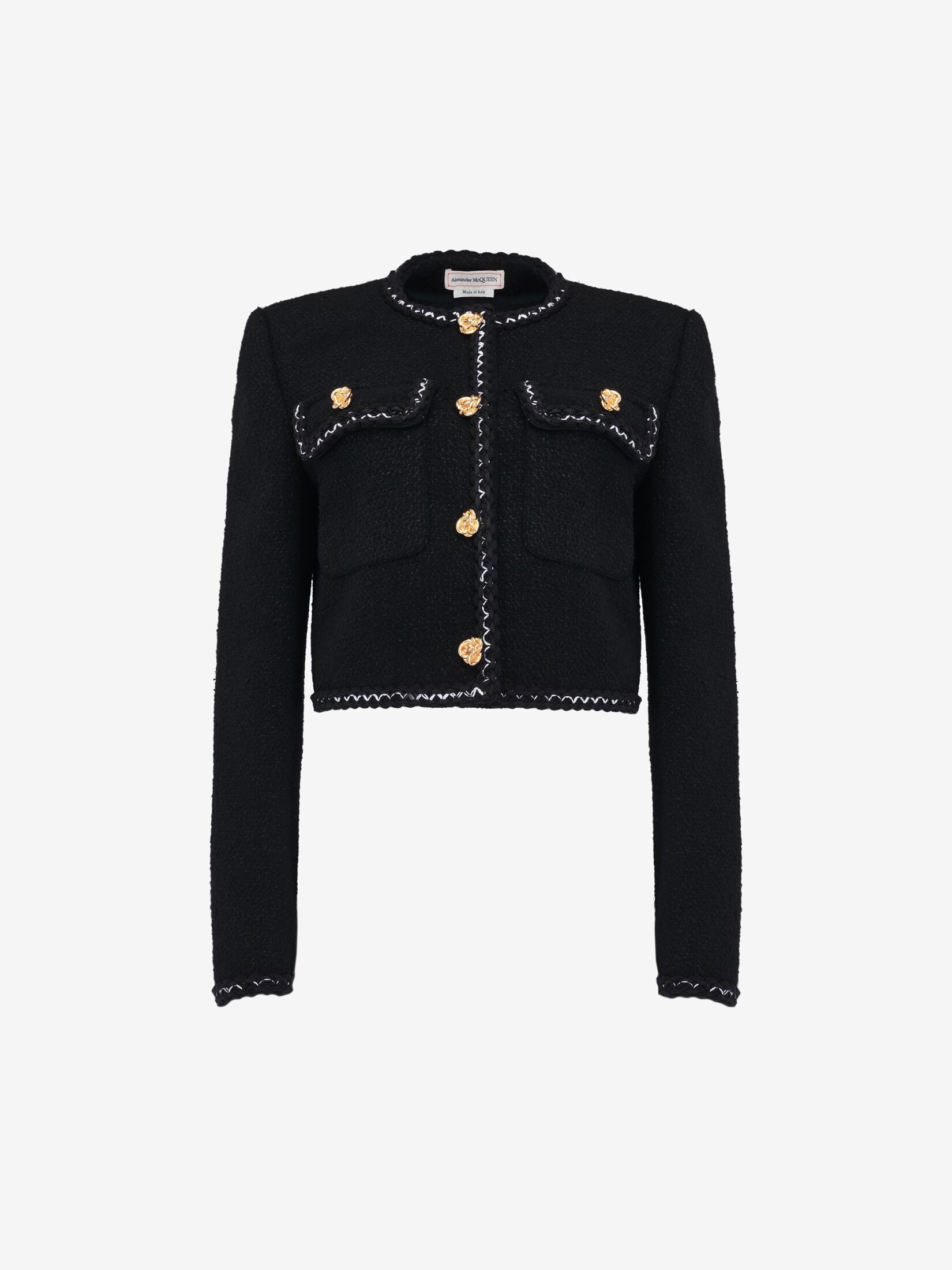 Tweed Boxy Jacket in Black | Alexander McQueen US