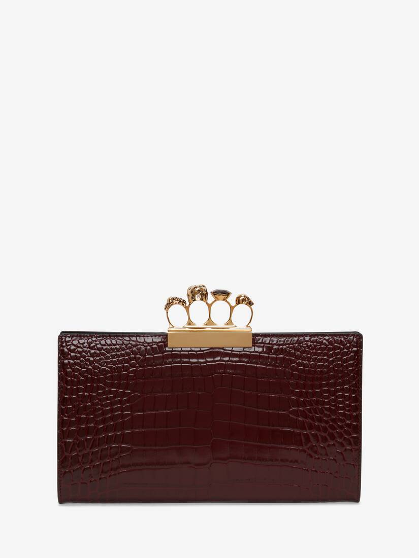 Jewelled Flat Pouch in Burgundy