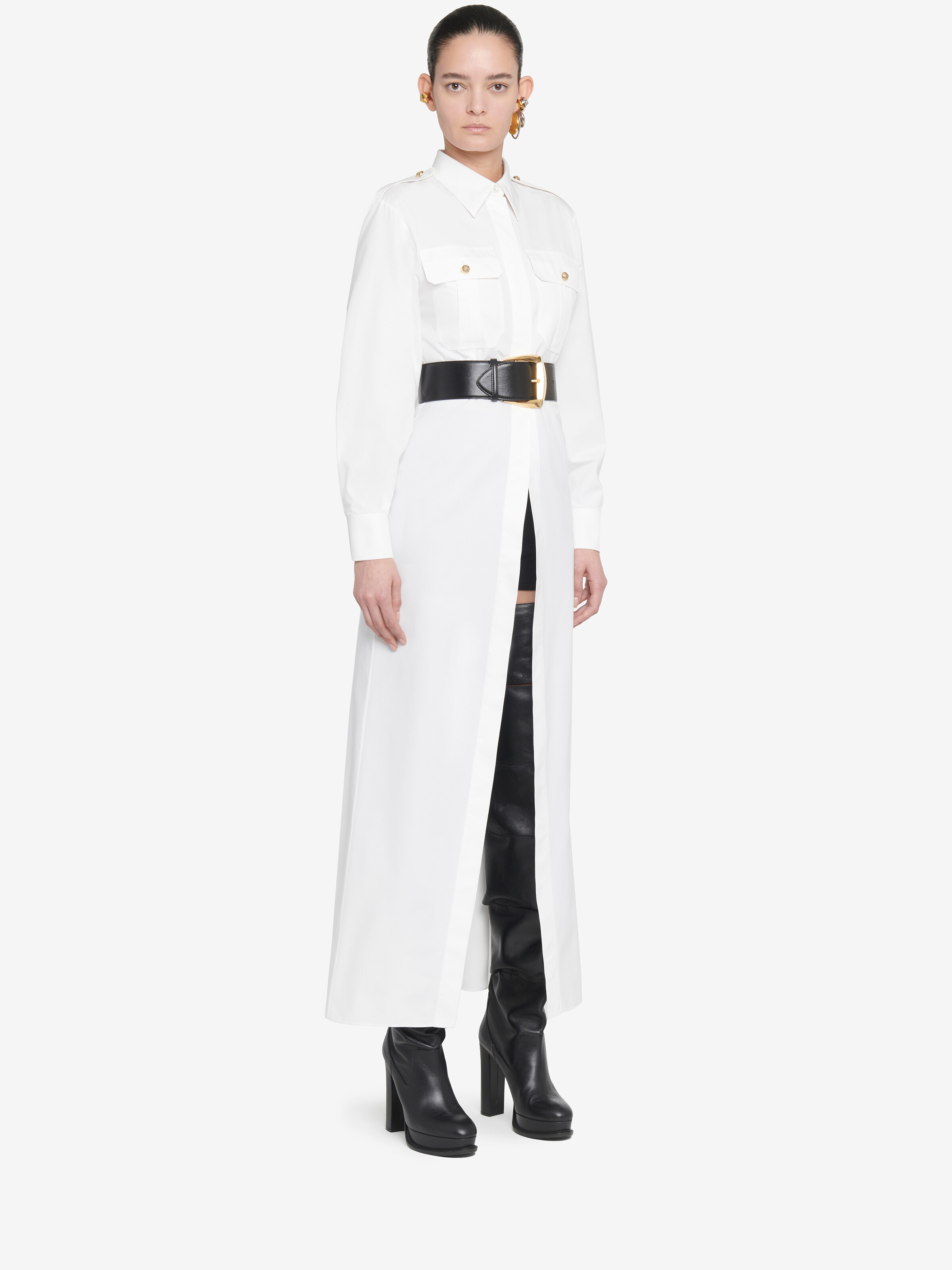 Camicia militare a coda di rondine da Donna in Bianco Ottico in 100% Cotone | Alexander McQueen - image 2