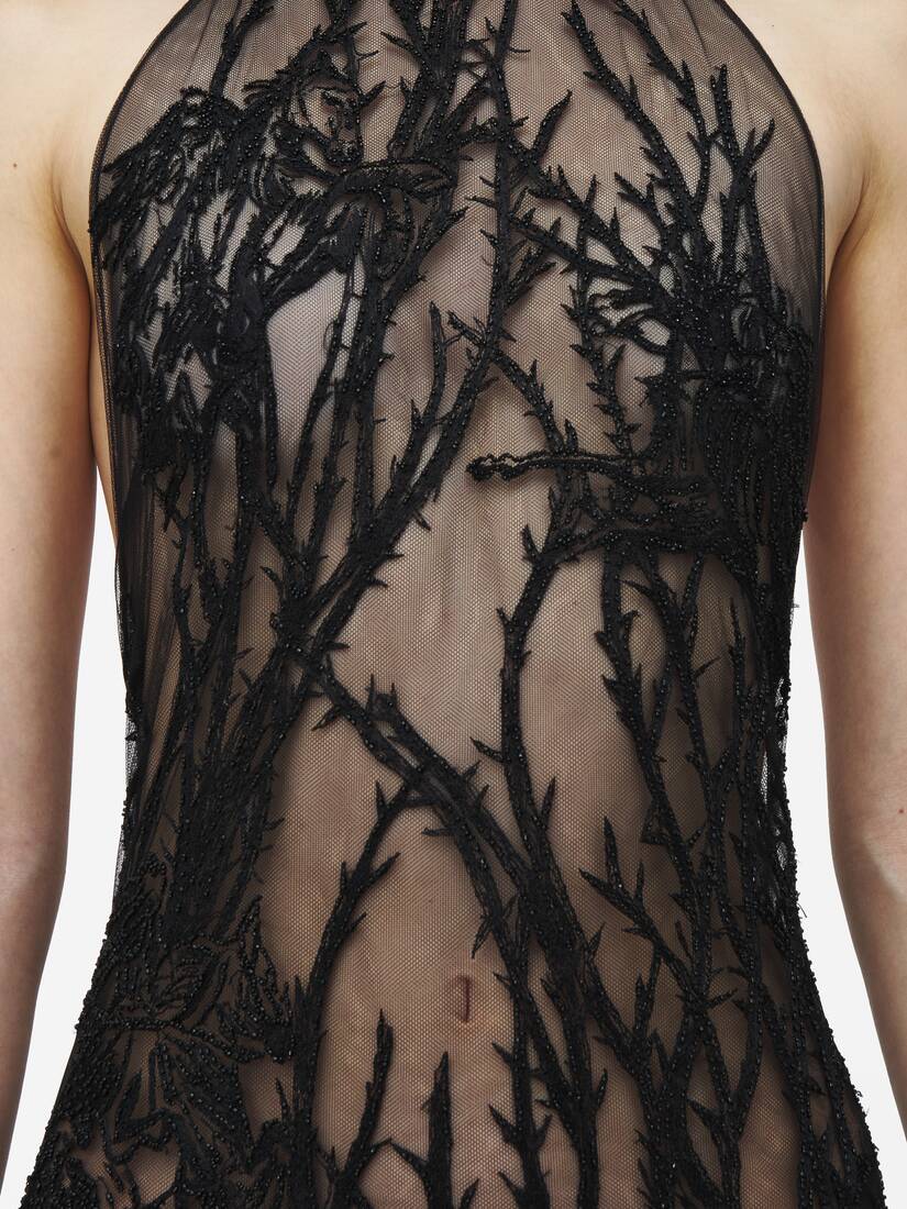Hawthorn Branch Embroidery Evening Dress | Alexander McQueen - image 5