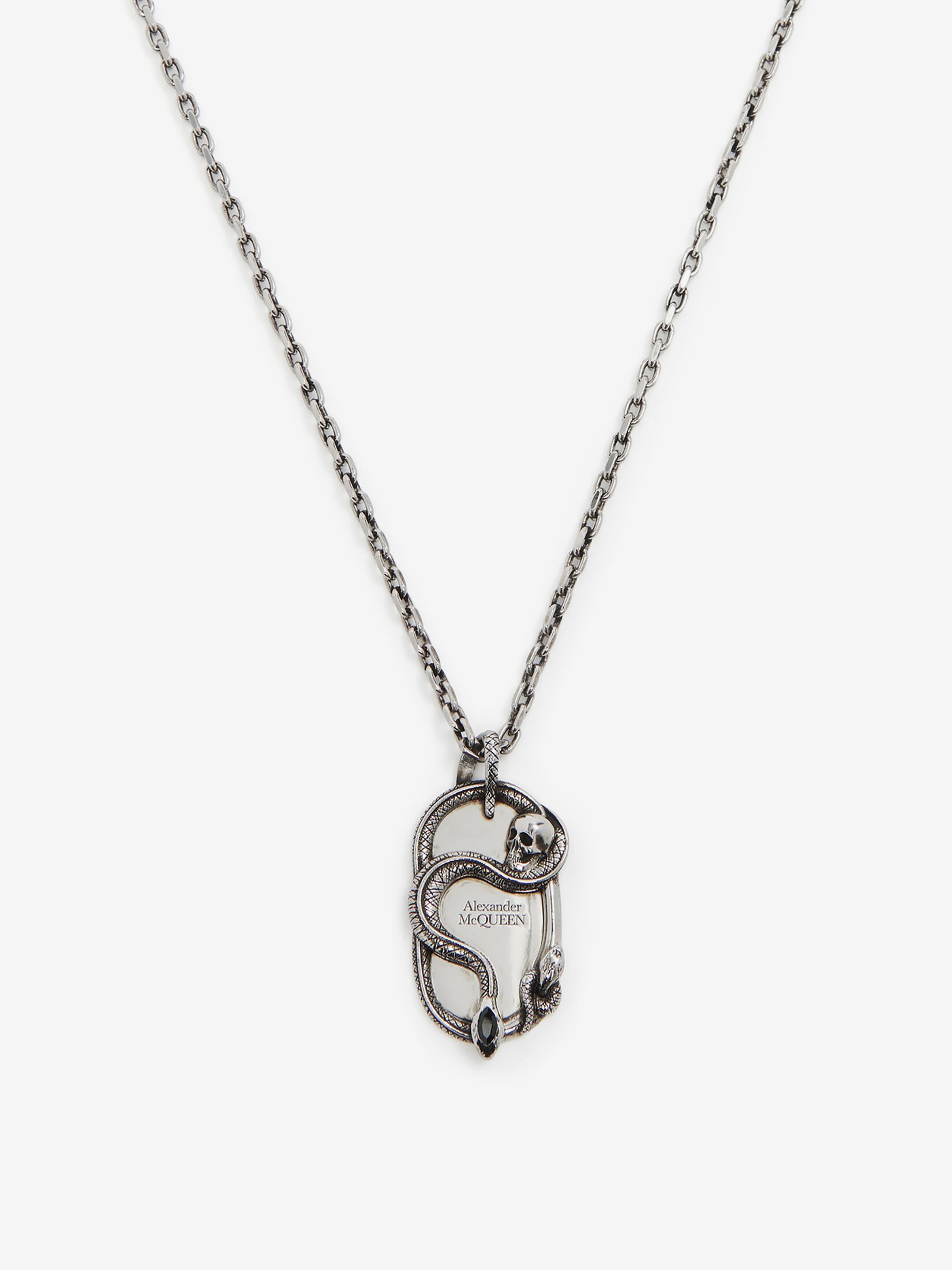 Snake Skull Necklace Antique Silver For Men Alexander McQueen snake-skull-necklace-antique-silver-for-men-alexander-mcqueen