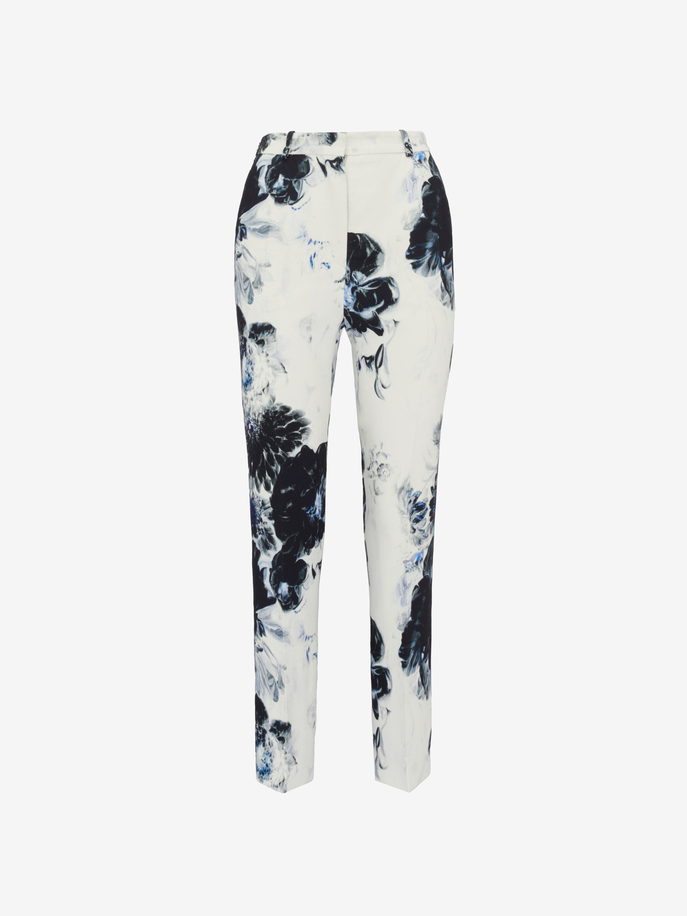 Pantalon cigarette taille haute pour Femme en Blanc/Noir/Bleu Électrique in 100% Viscose | Alexander McQueen - image 1