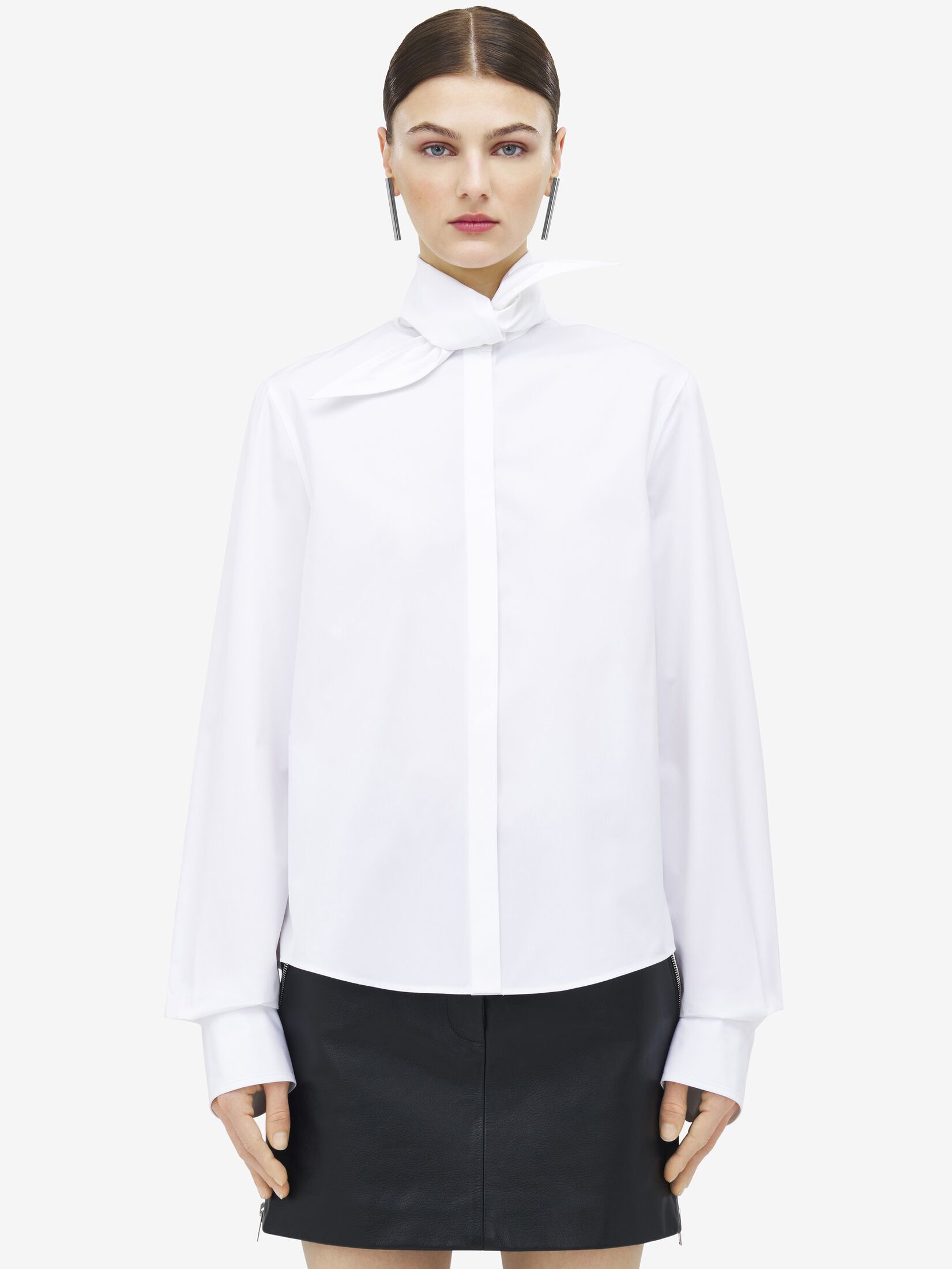 Alexander Mcqueen Cotton Exploded Collar Shirt In White