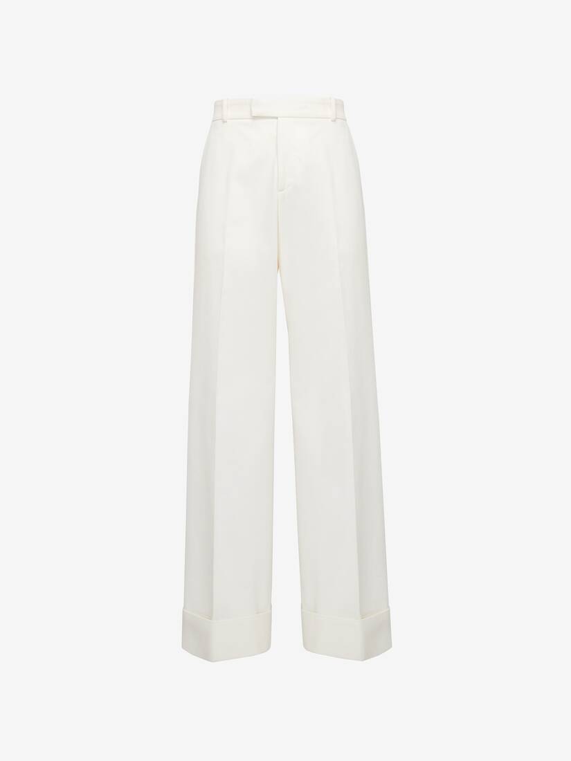 Turn-up Baggy Trousers in Optical White | Alexander McQueen US