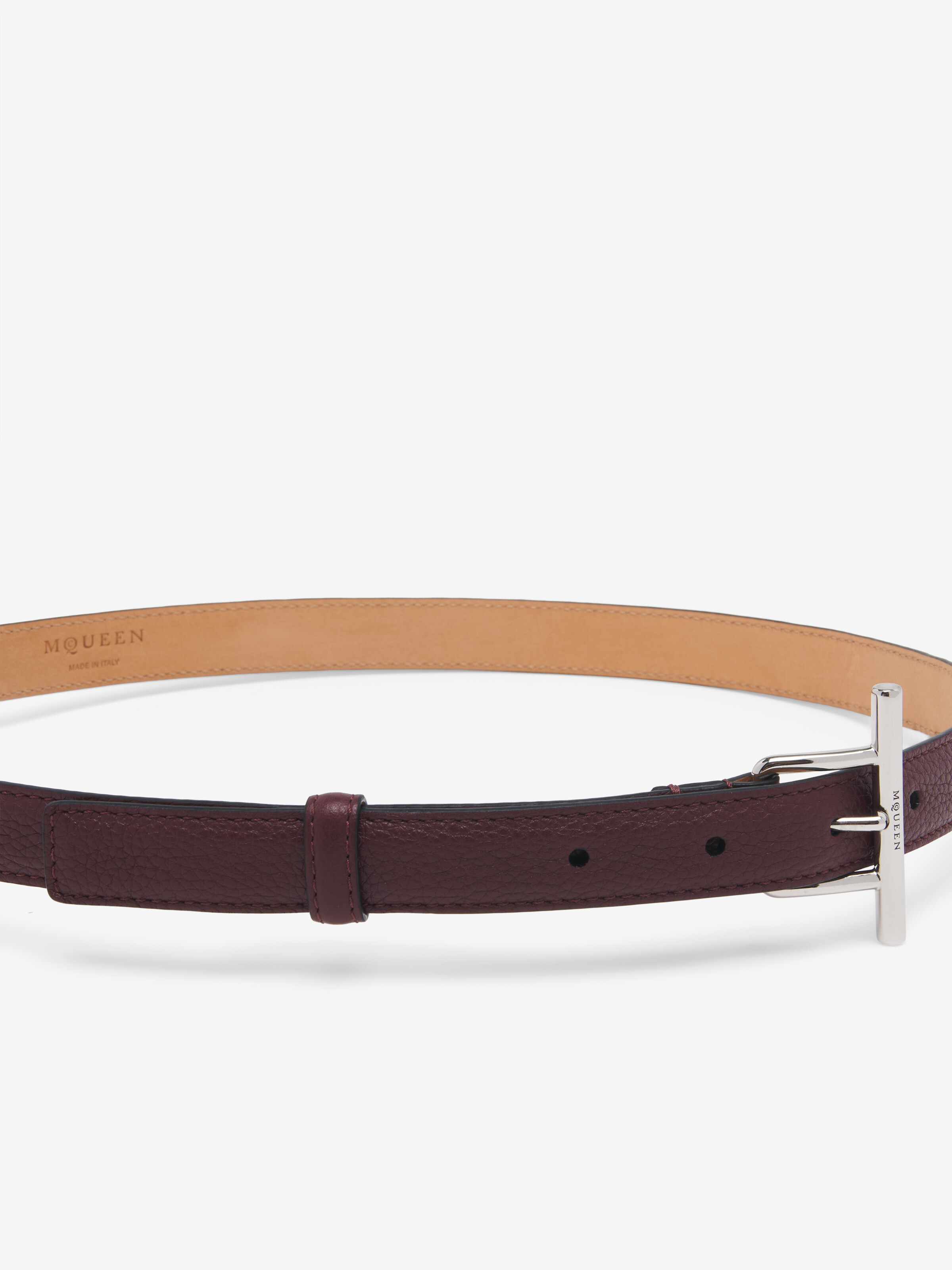 Women's McQueen T-Bar Hip Belt in Oxblood in Calf Leather | Alexander McQueen - image 3