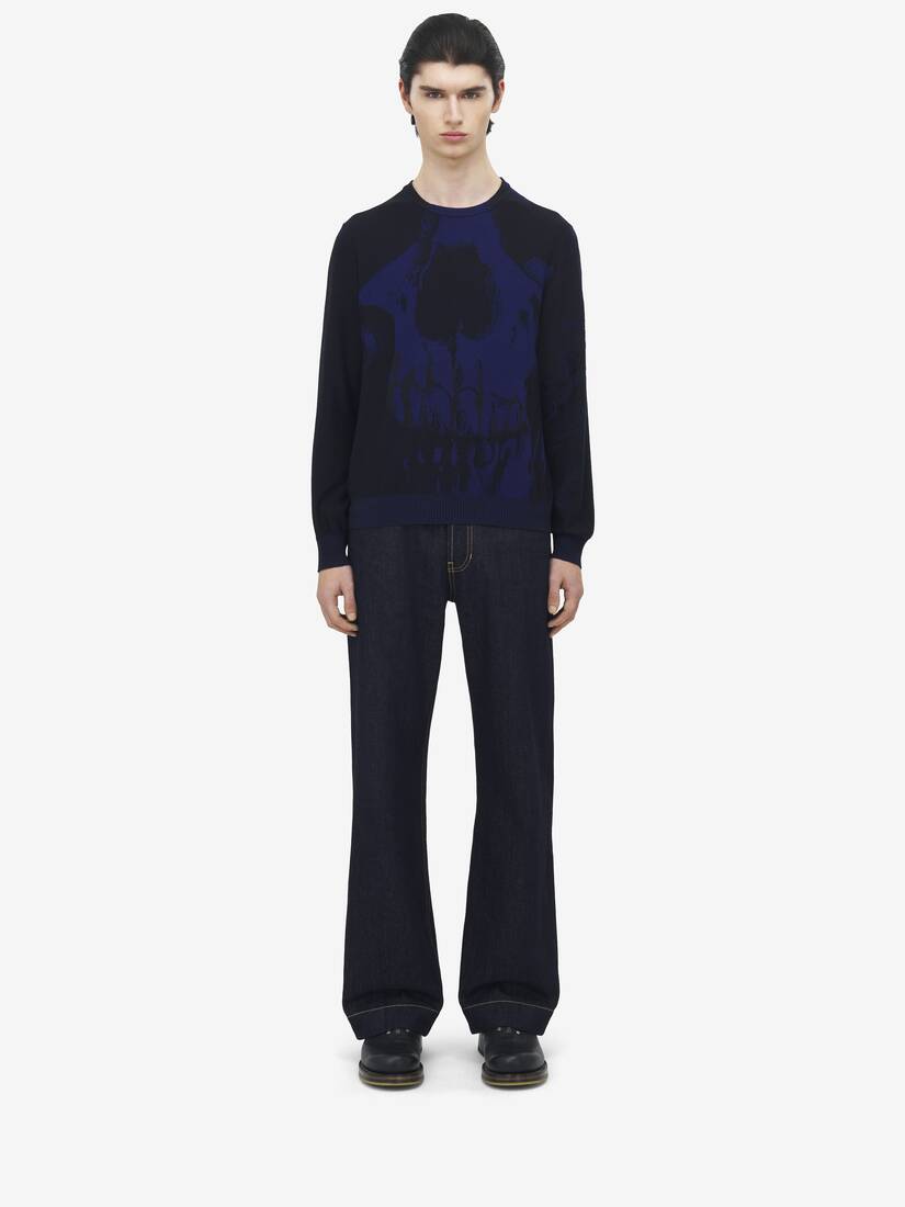 Merino Wool Exploded Skull Jumper
