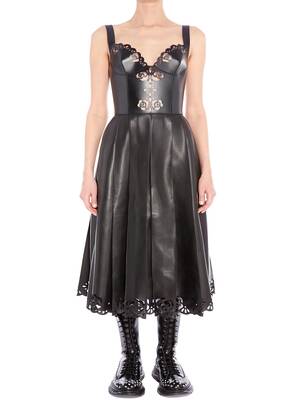 Leather corset midi dress