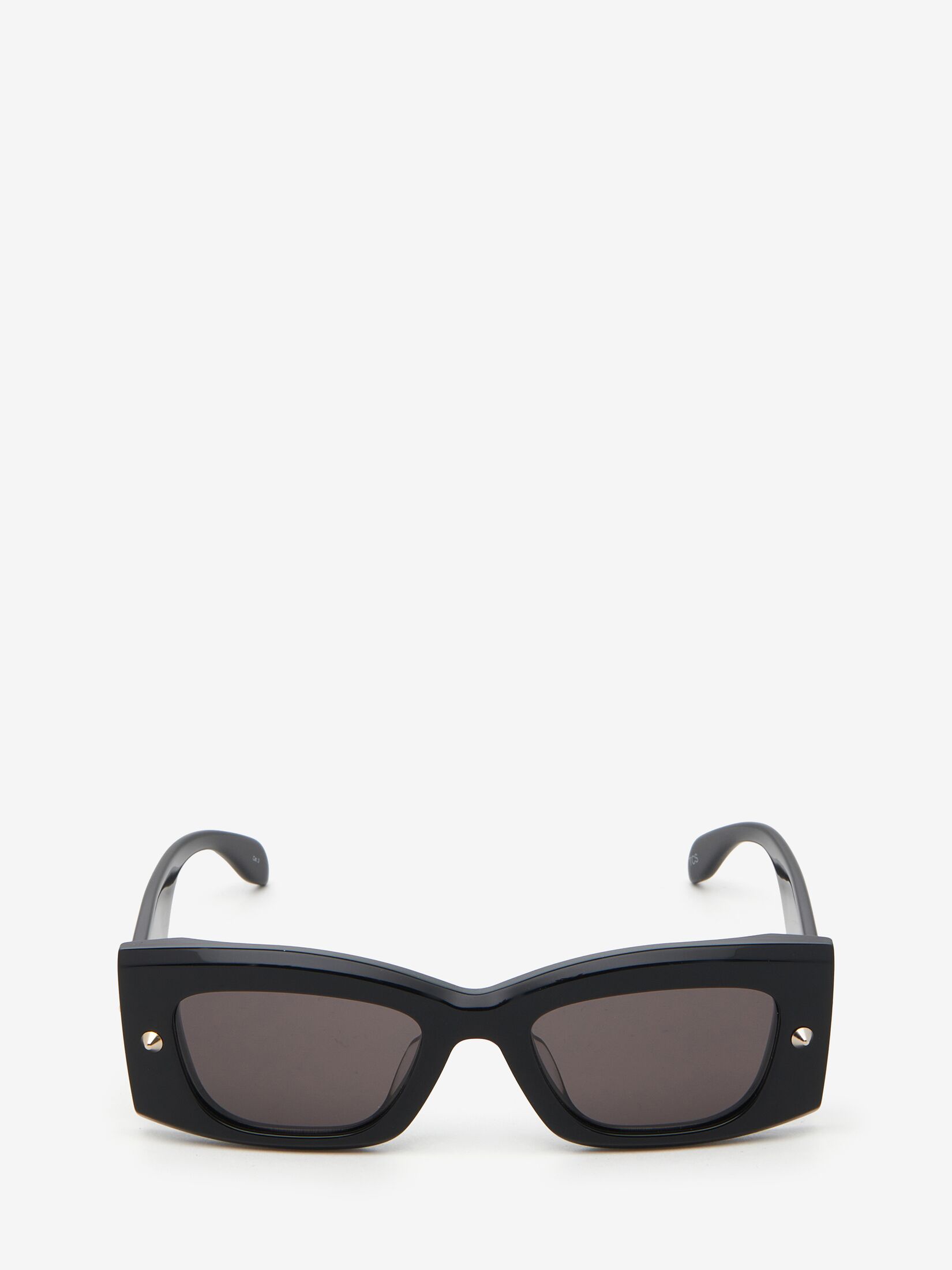 Spike Studs Rectangular Sunglasses in Black/Smoke | Alexander McQueen RO